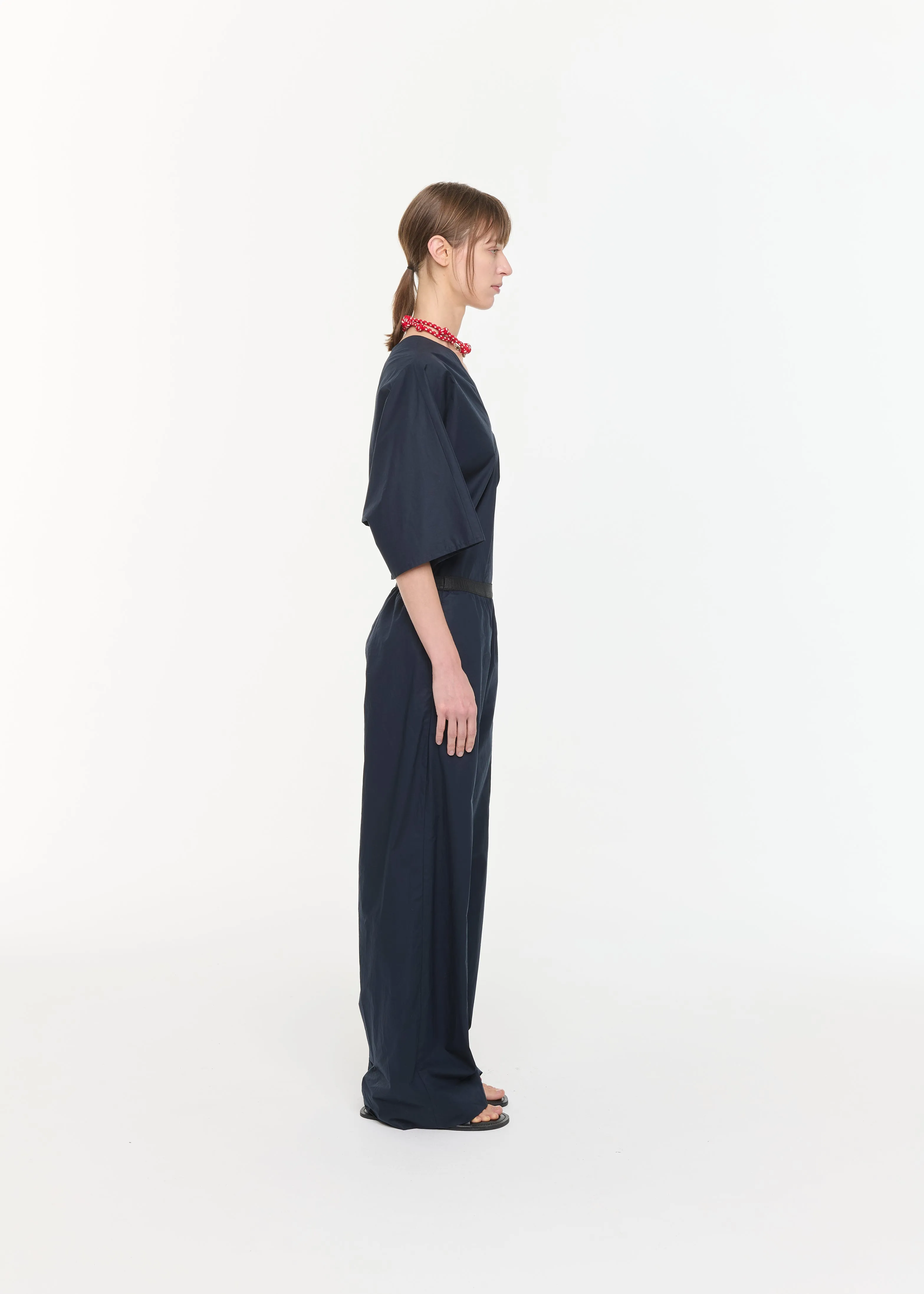 BLUE BLACK WIDE LEG TECHNICAL COTTON TROUSERS sold by Plan C product image thumbnail 4