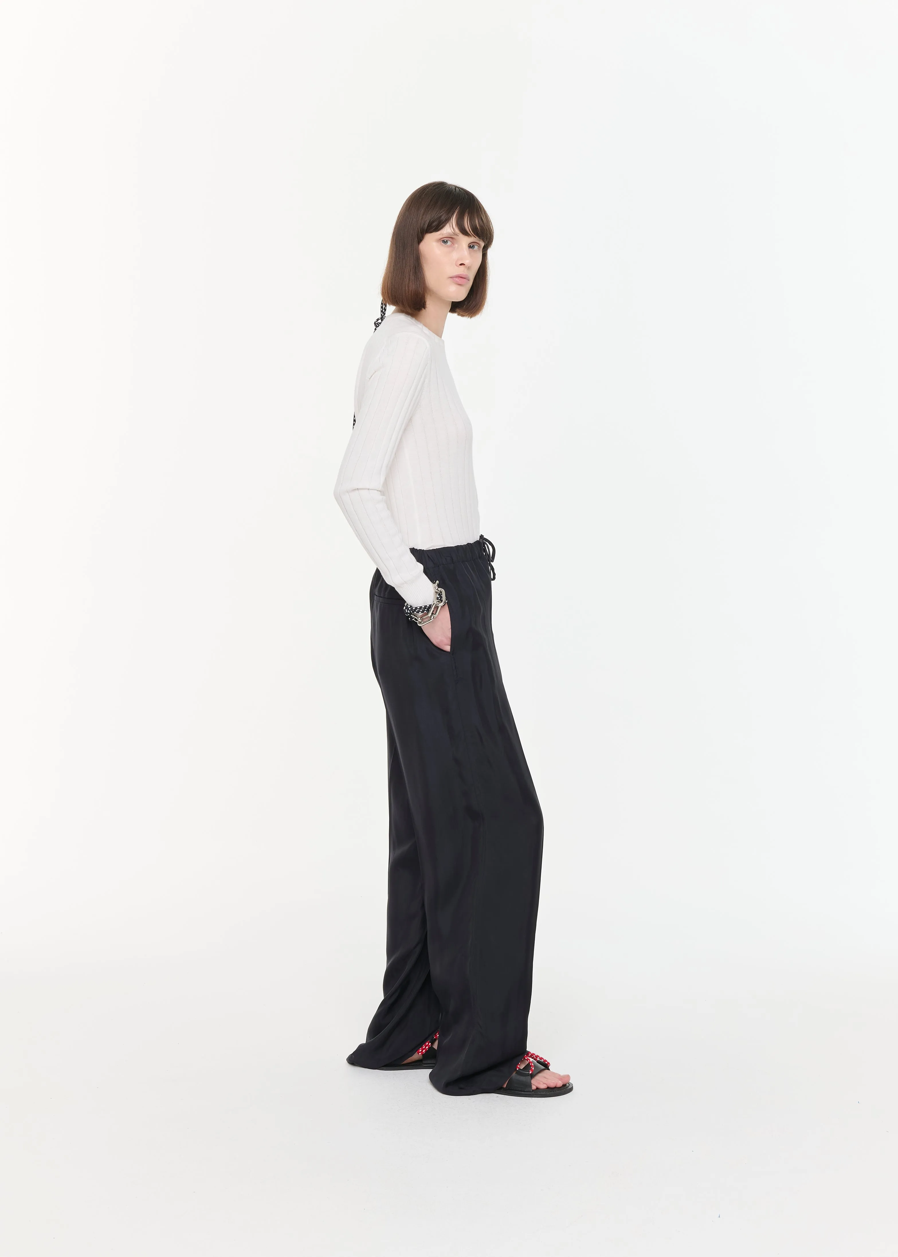 BLACK RELAXED VISCOSE PANTS sold by Plan C product image thumbnail 4