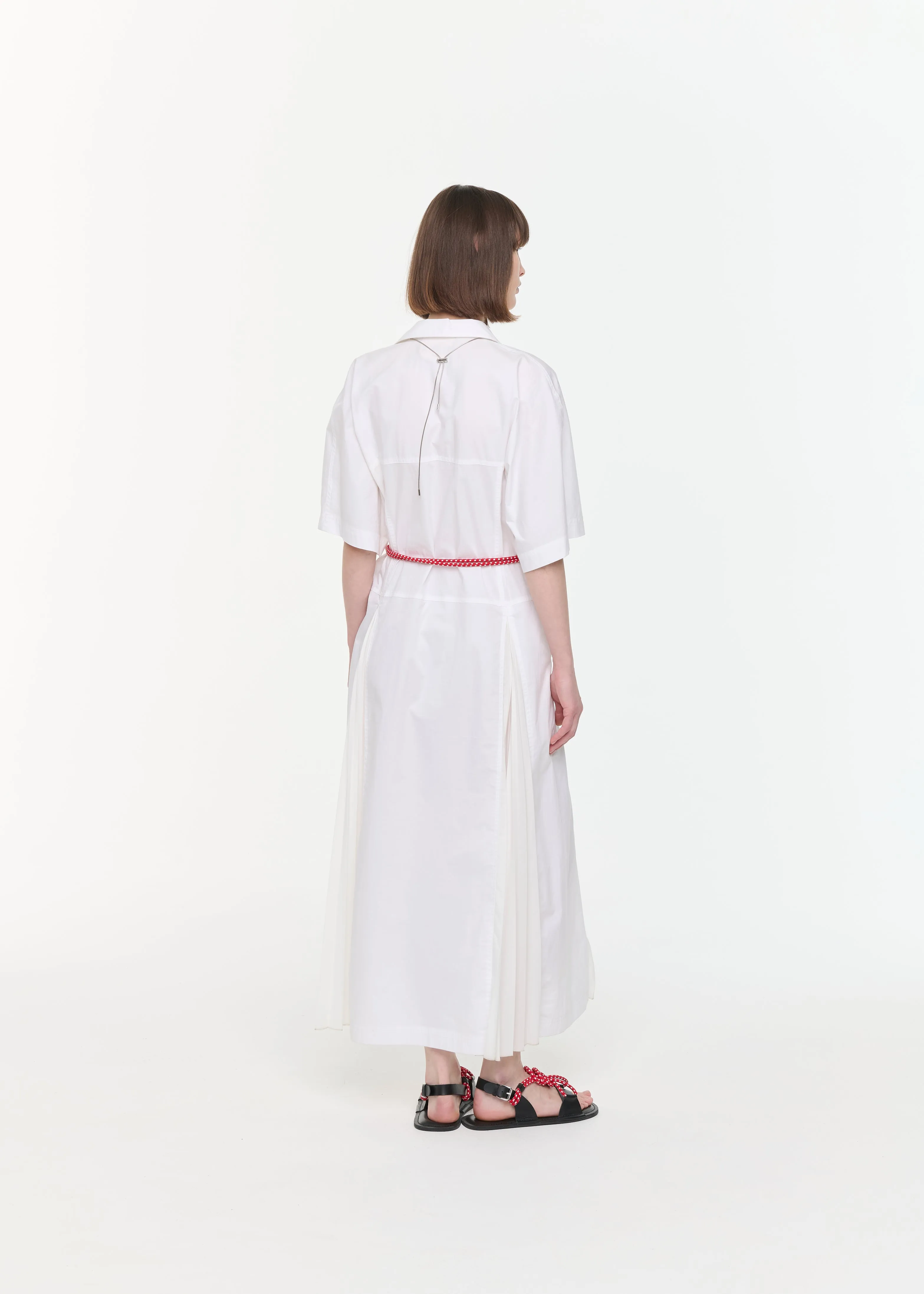WHITE POPELINE DRESS WITH BELT sold by Plan C product image thumbnail 5