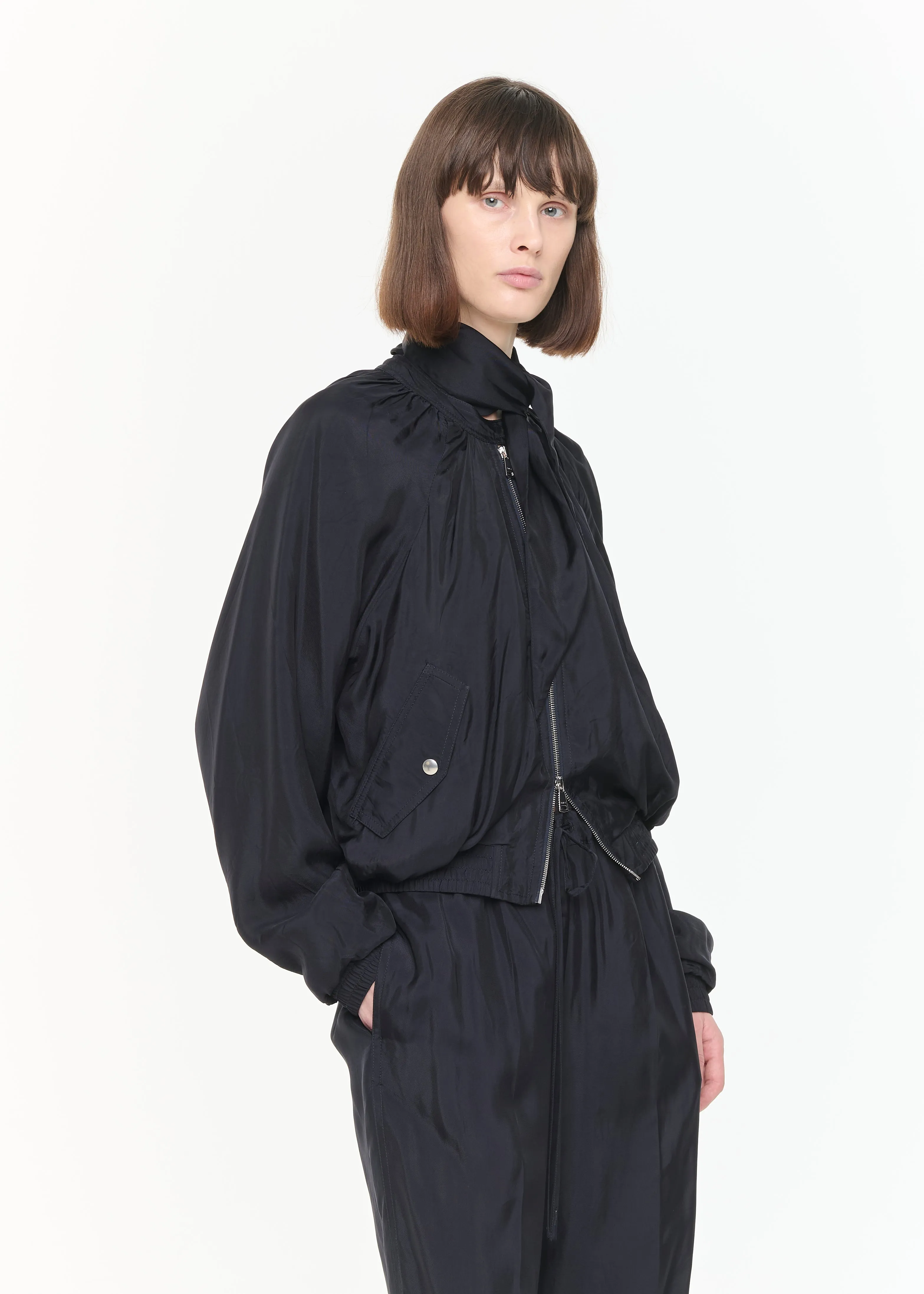 BLUE BLACK BOMBER JACKET sold by Plan C product image thumbnail 4