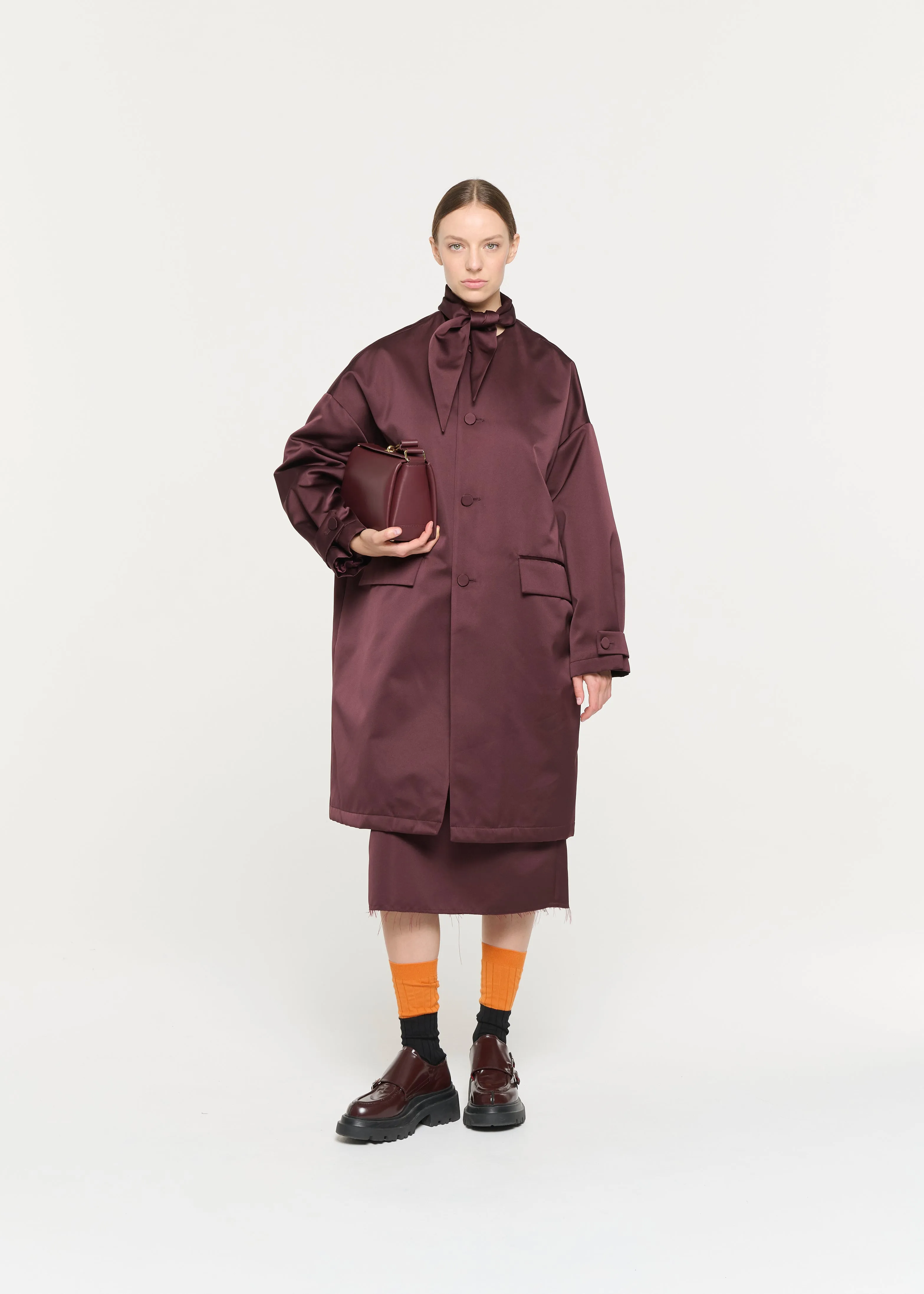 BURGUNDY COAT IN DUCHESSE sold by Plan C product image thumbnail 3