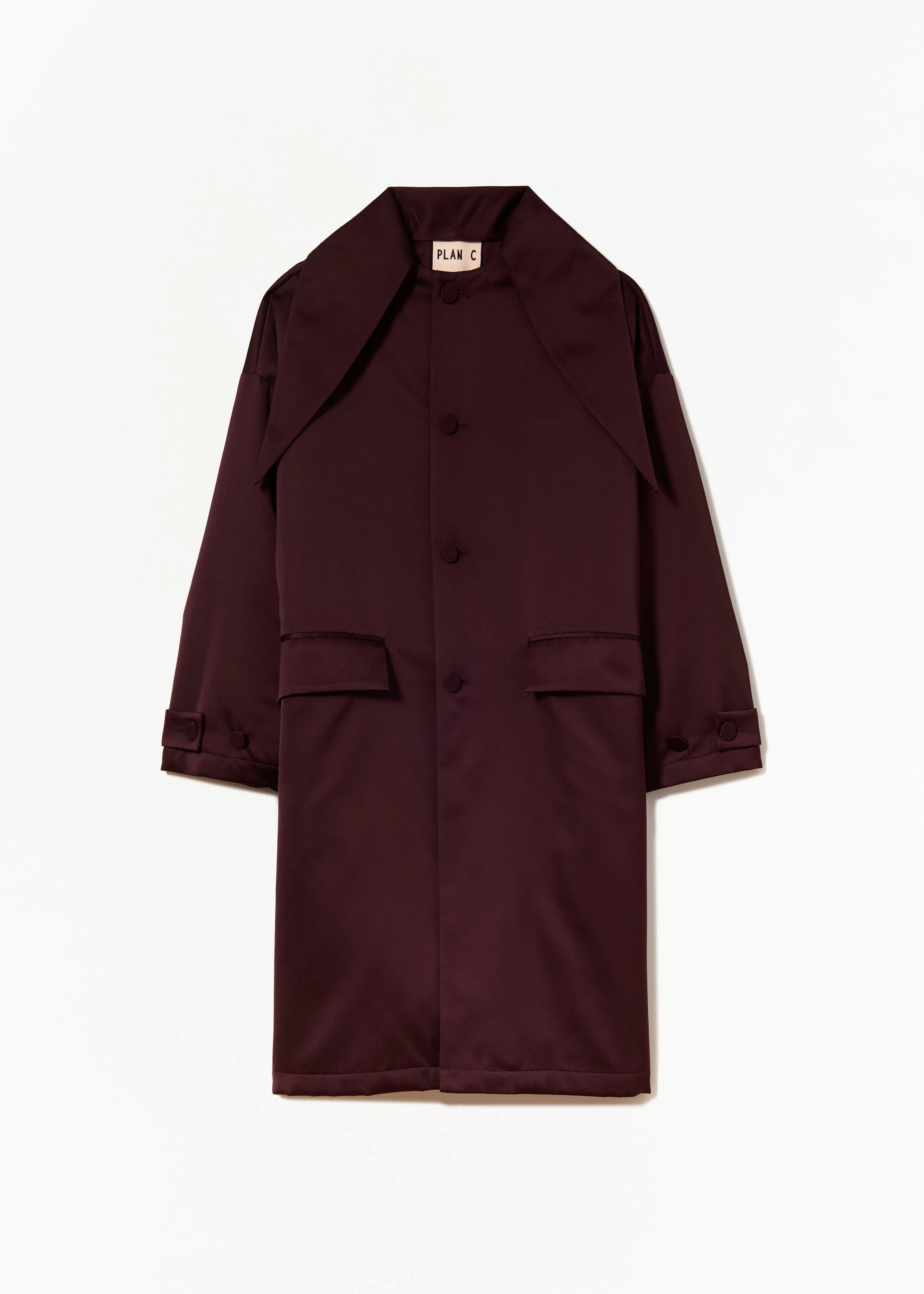 BURGUNDY COAT IN DUCHESSE sold by Plan C