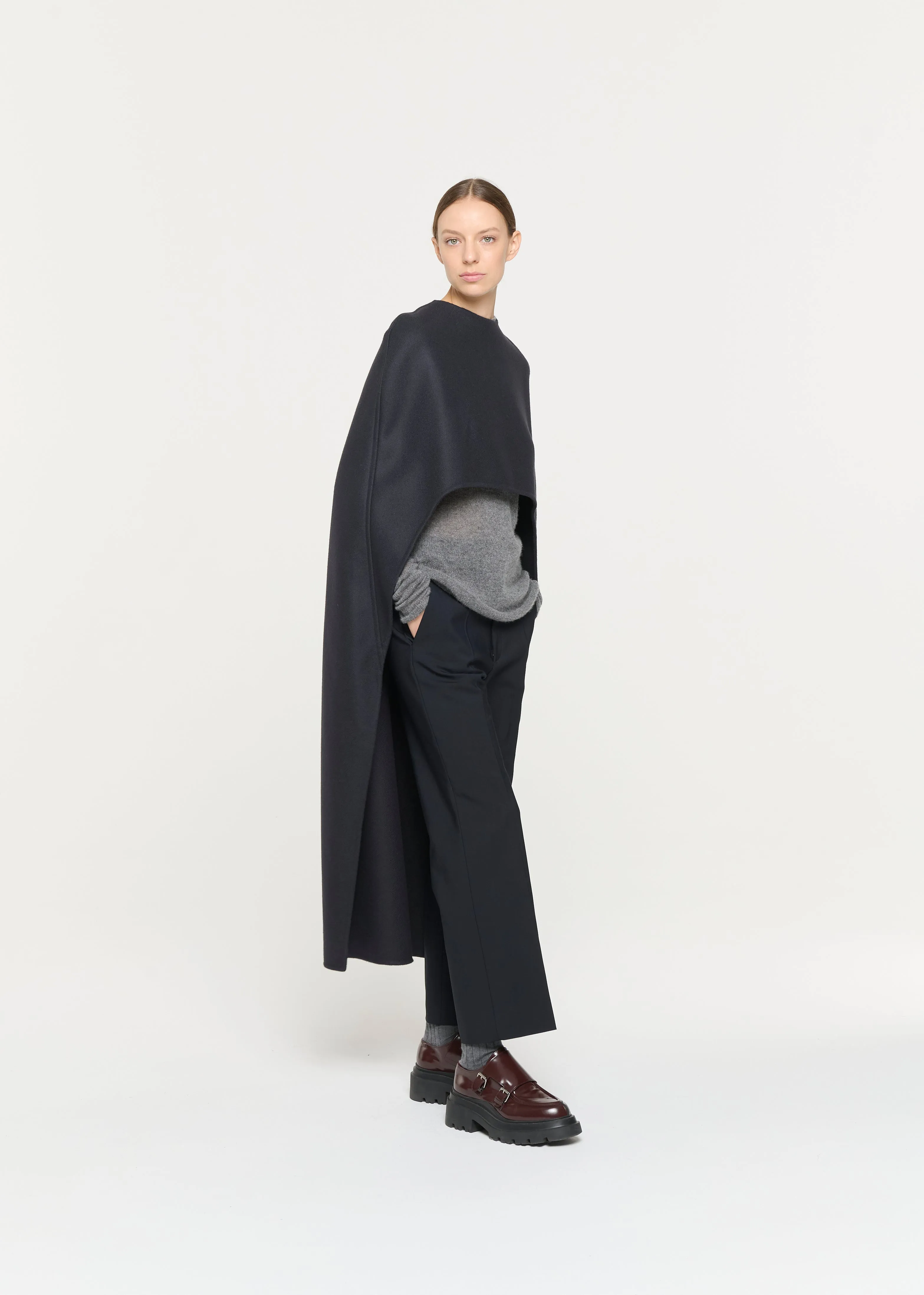 DOUBLE WOOL BLUE BLACK CAPE sold by Plan C product image thumbnail 3