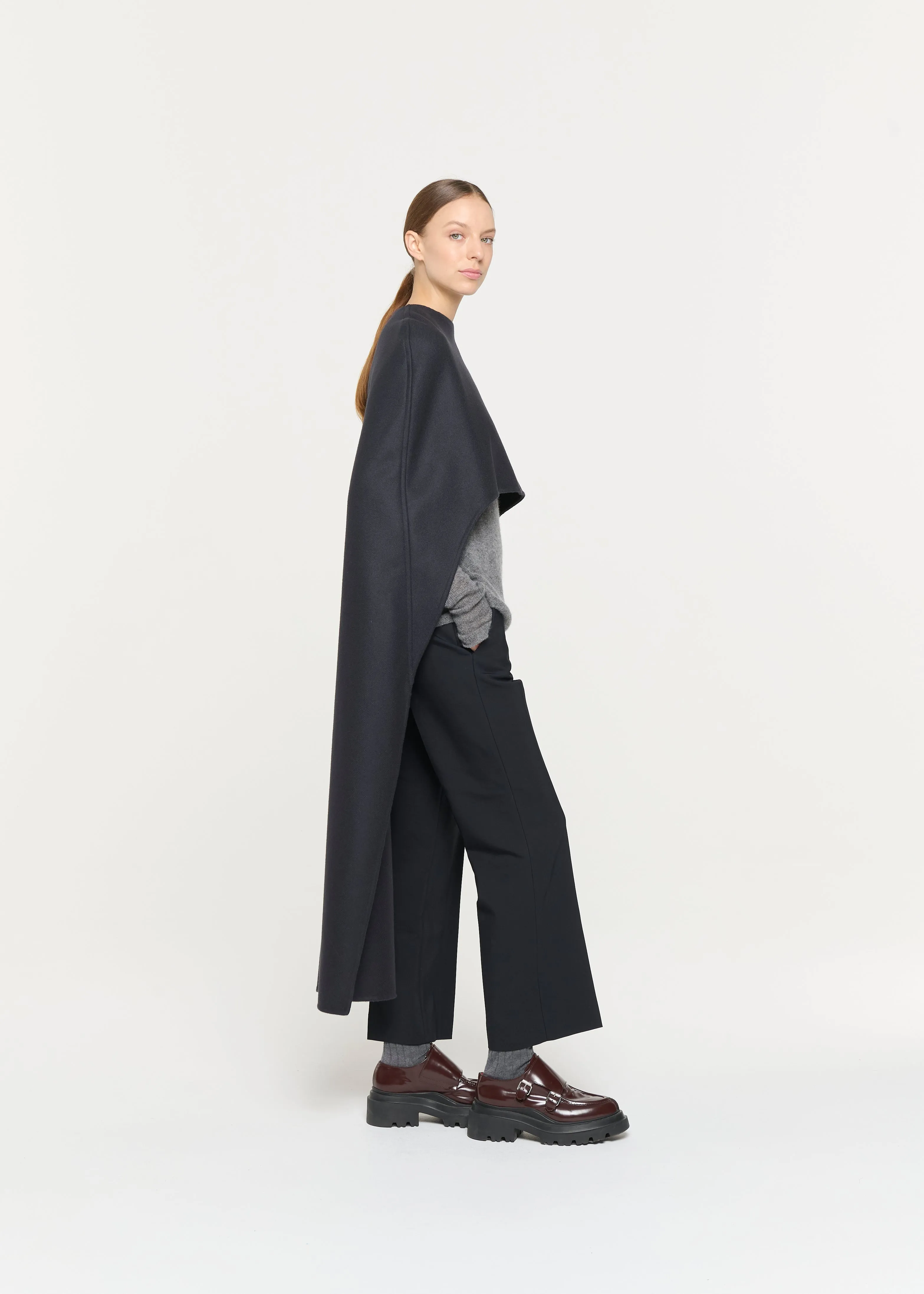 DOUBLE WOOL BLUE BLACK CAPE sold by Plan C product image thumbnail 4