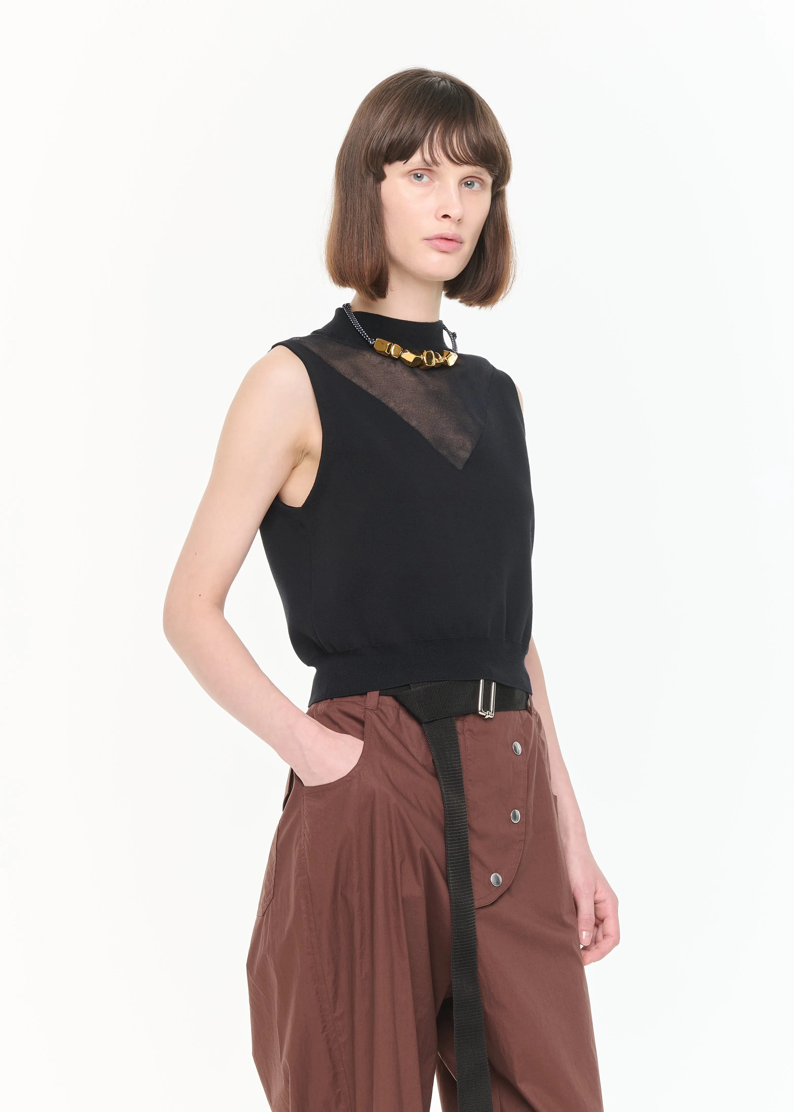 INTARSIA COTTON BLACK VEST sold by Plan C product image thumbnail 4