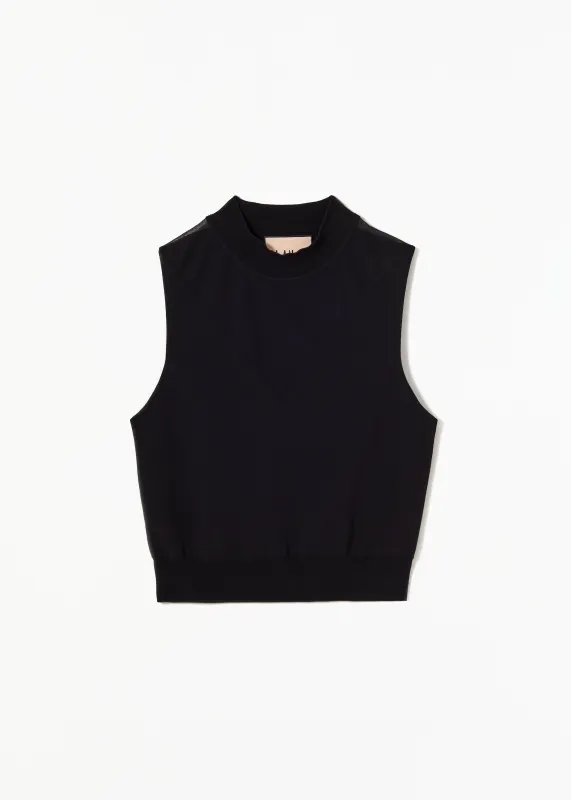 INTARSIA COTTON BLACK VEST made by Plan C