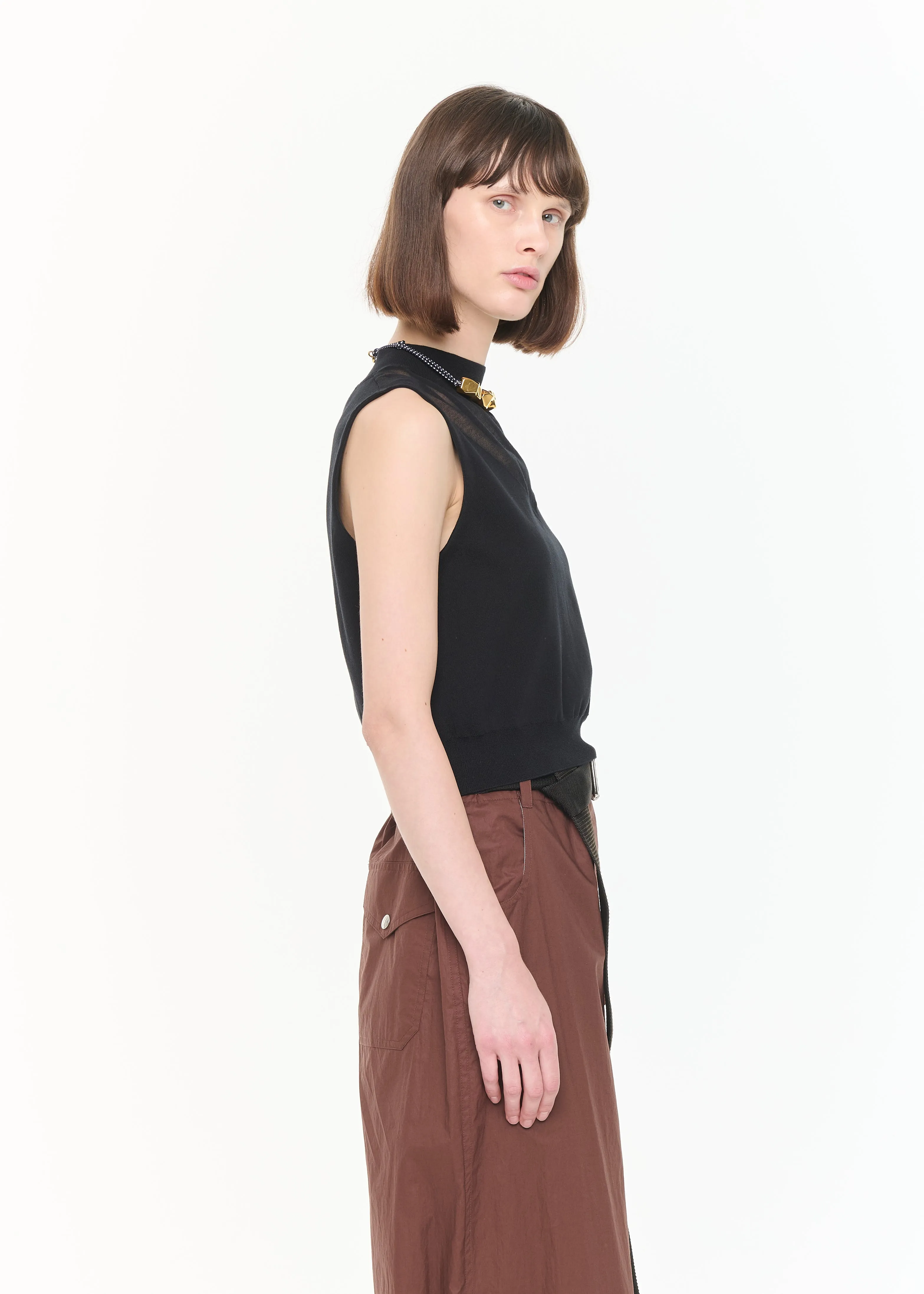 INTARSIA COTTON BLACK VEST sold by Plan C product image thumbnail 5