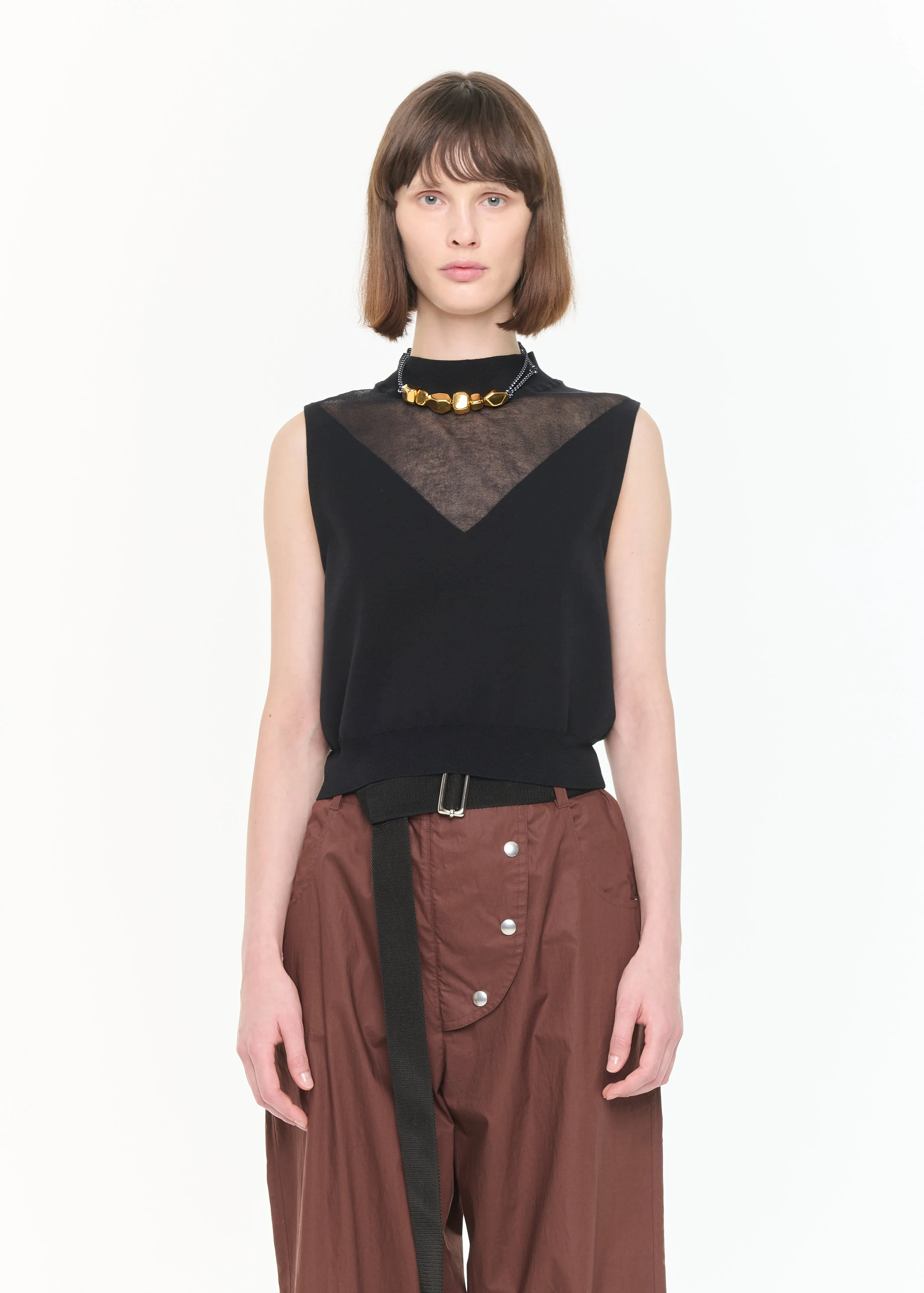 INTARSIA COTTON BLACK VEST sold by Plan C product image thumbnail 3