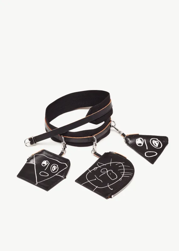 "PILI AND BIANCA" BLACK LEATHER CROSSBODY BELT WITH WALLETS made by Plan C