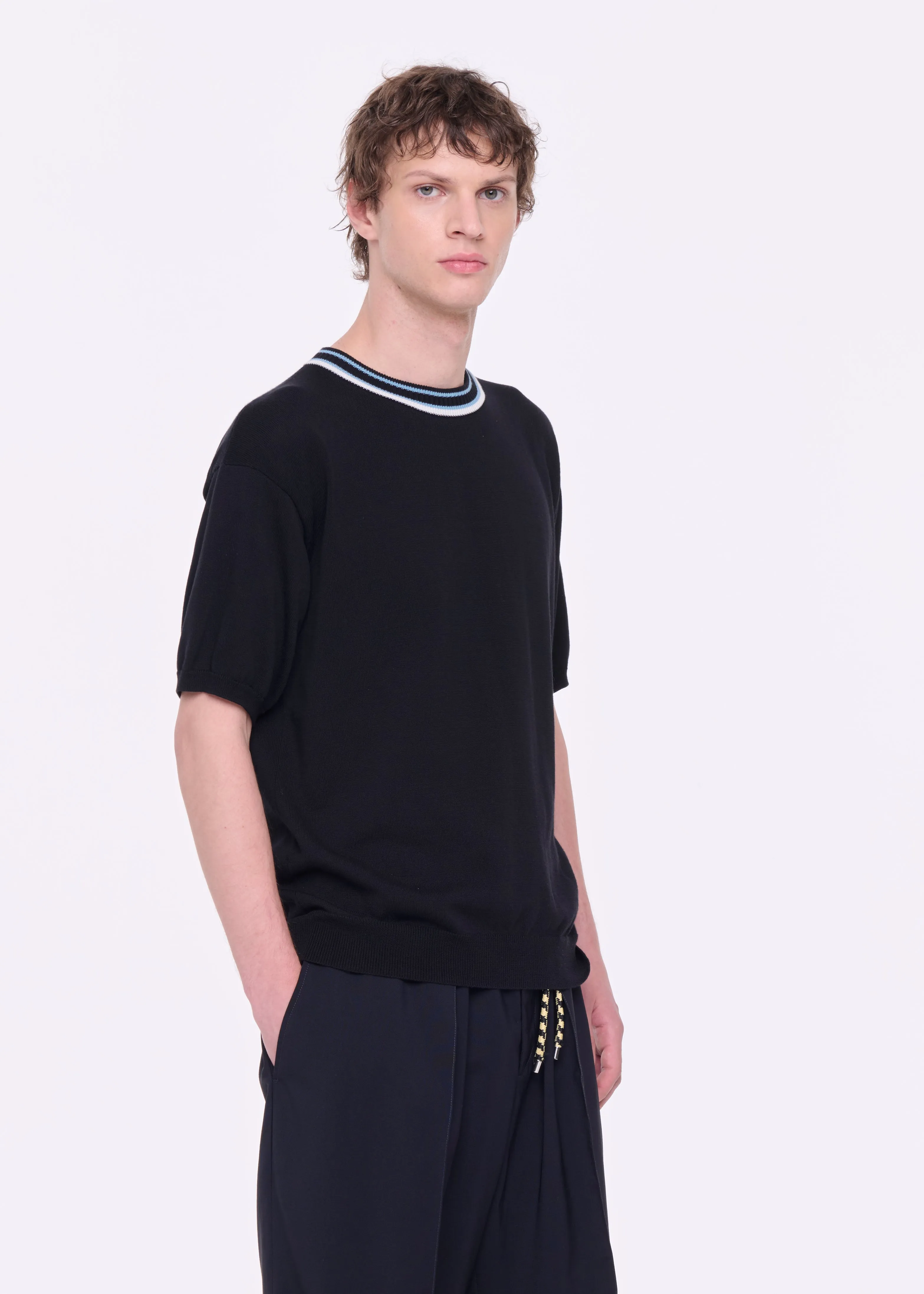 BLACK COTTON KNITTED SWEATER sold by Plan C product image thumbnail 4