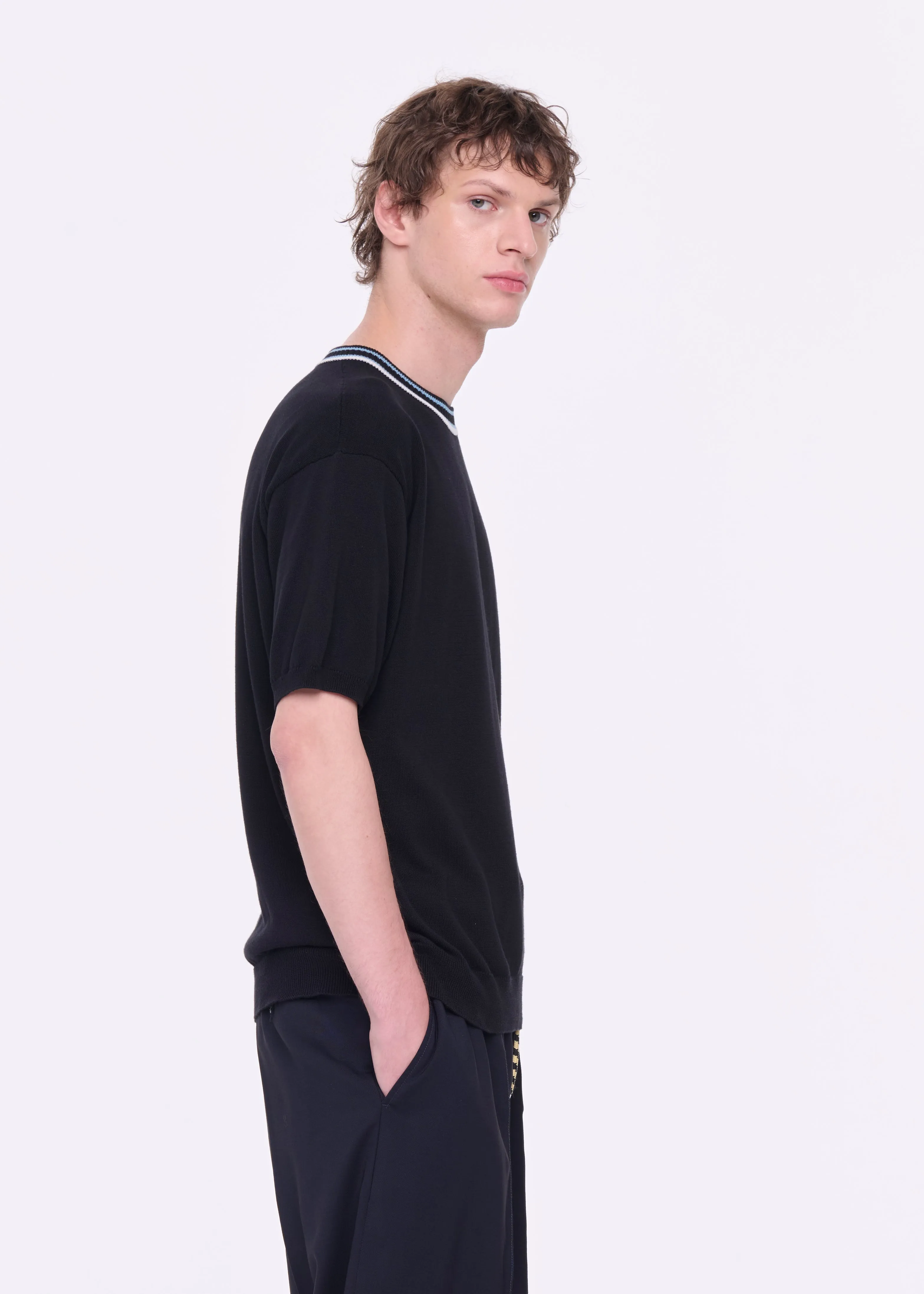 BLACK COTTON KNITTED SWEATER sold by Plan C product image thumbnail 5