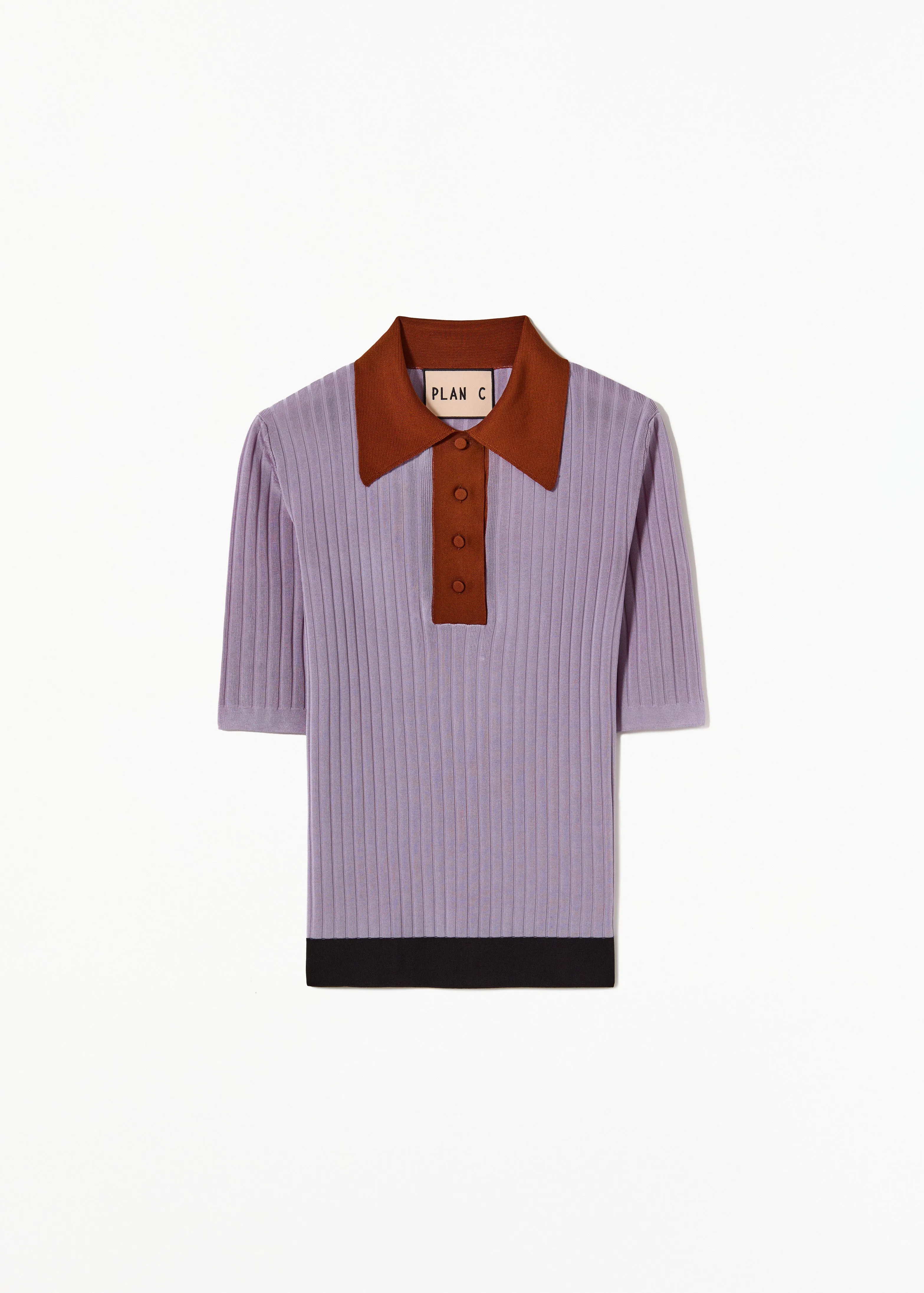 RIBBED KNIT SILK POLO sold by Plan C