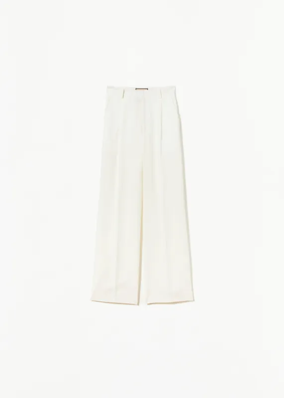 WHITE LINEN WIDE LEG TROUSERS made by Plan C