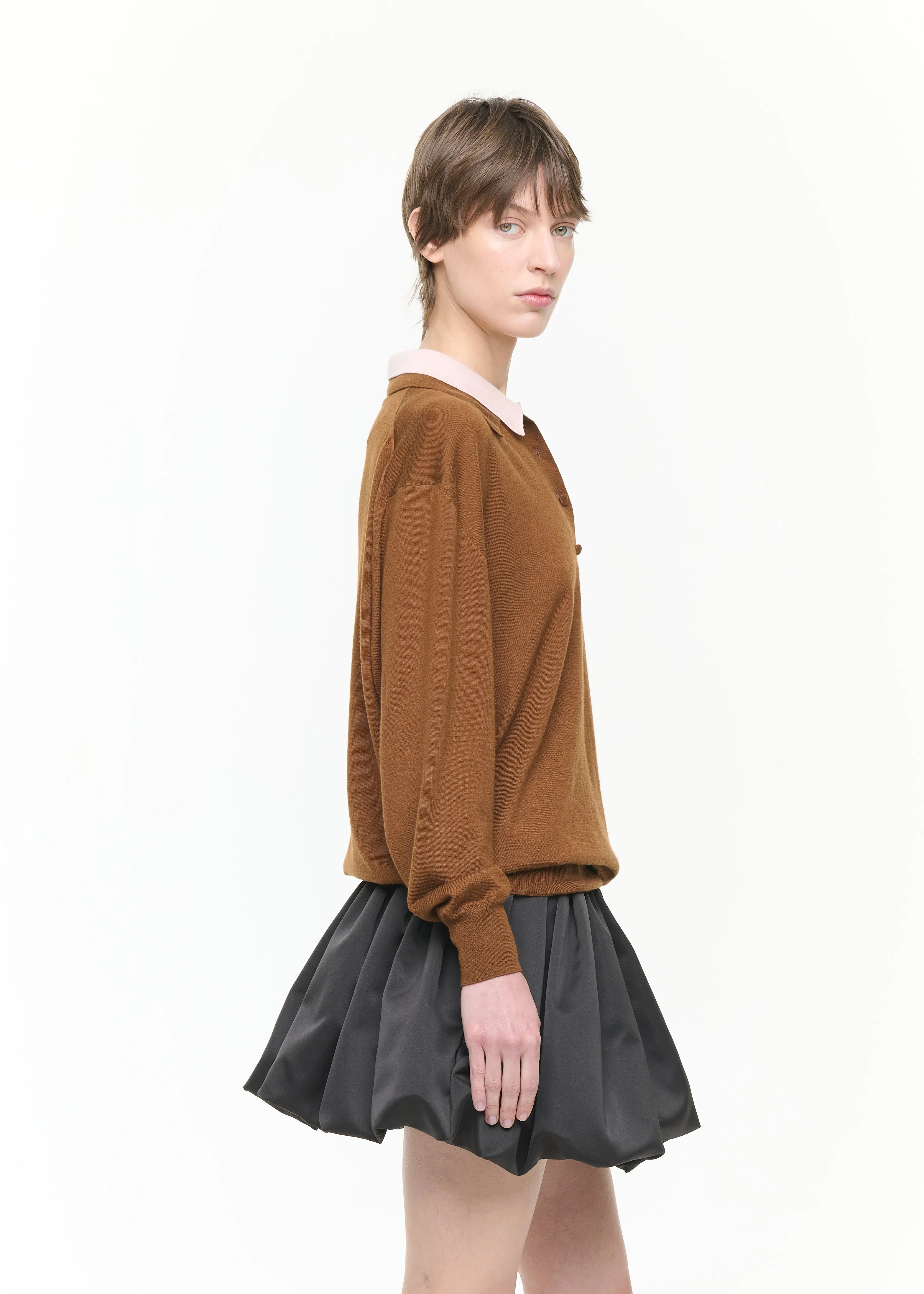 BROWN PINK DOUBLE COLLAR POLO SWEATER sold by Plan C product image thumbnail 3