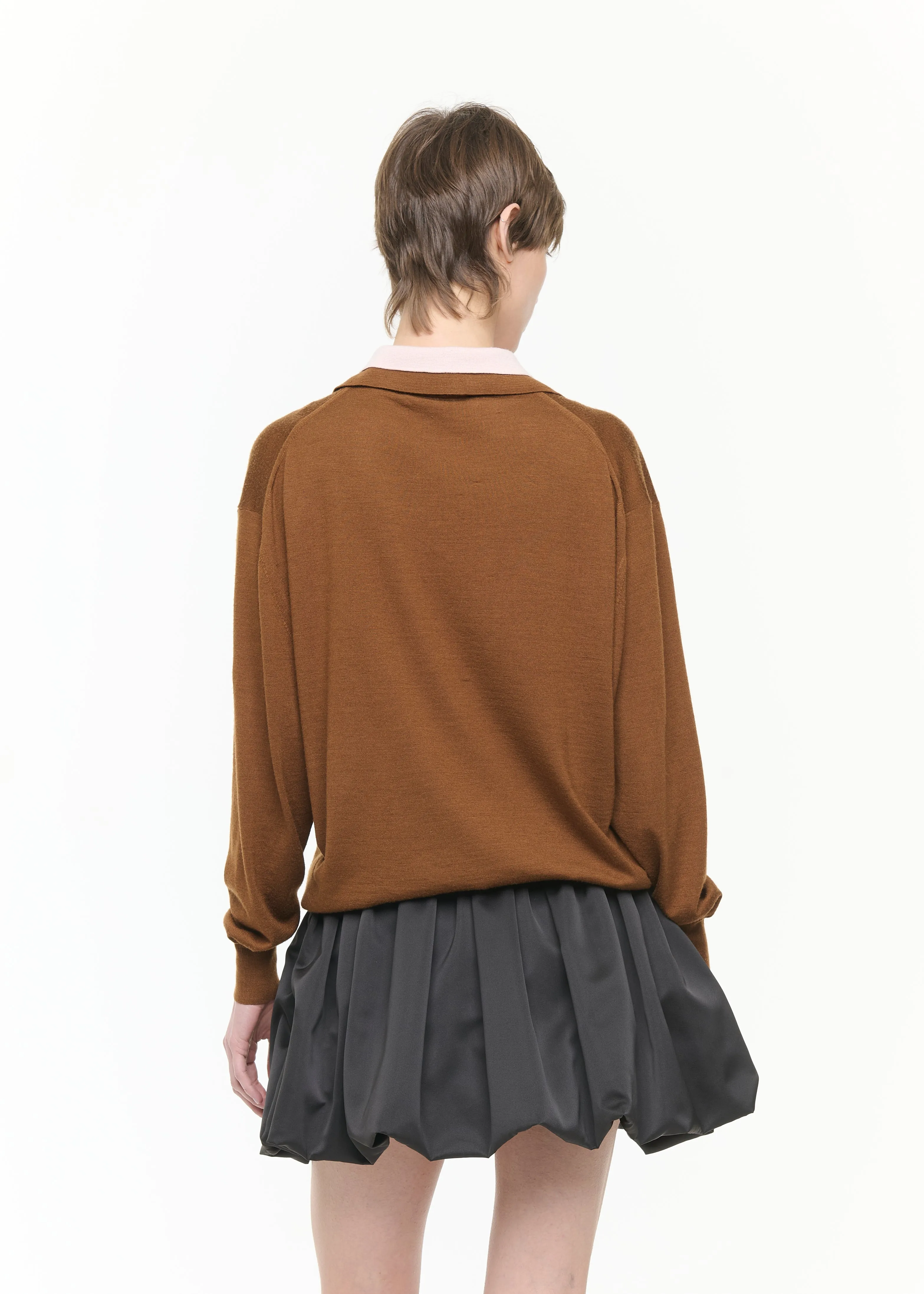 BROWN PINK DOUBLE COLLAR POLO SWEATER sold by Plan C product image thumbnail 4