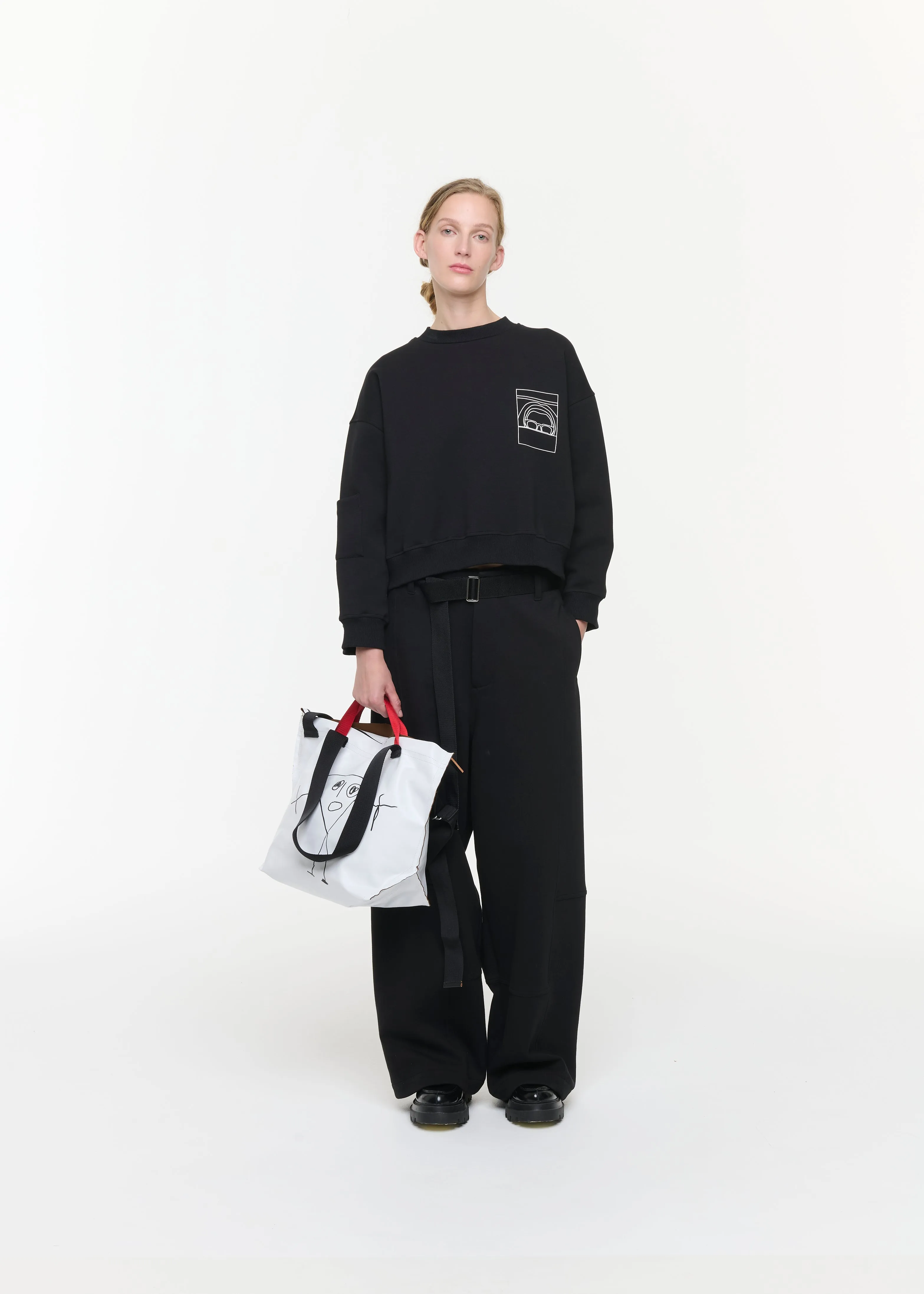 WIDE LEG BLACK FLEECE TROUSERS sold by Plan C product image thumbnail 2