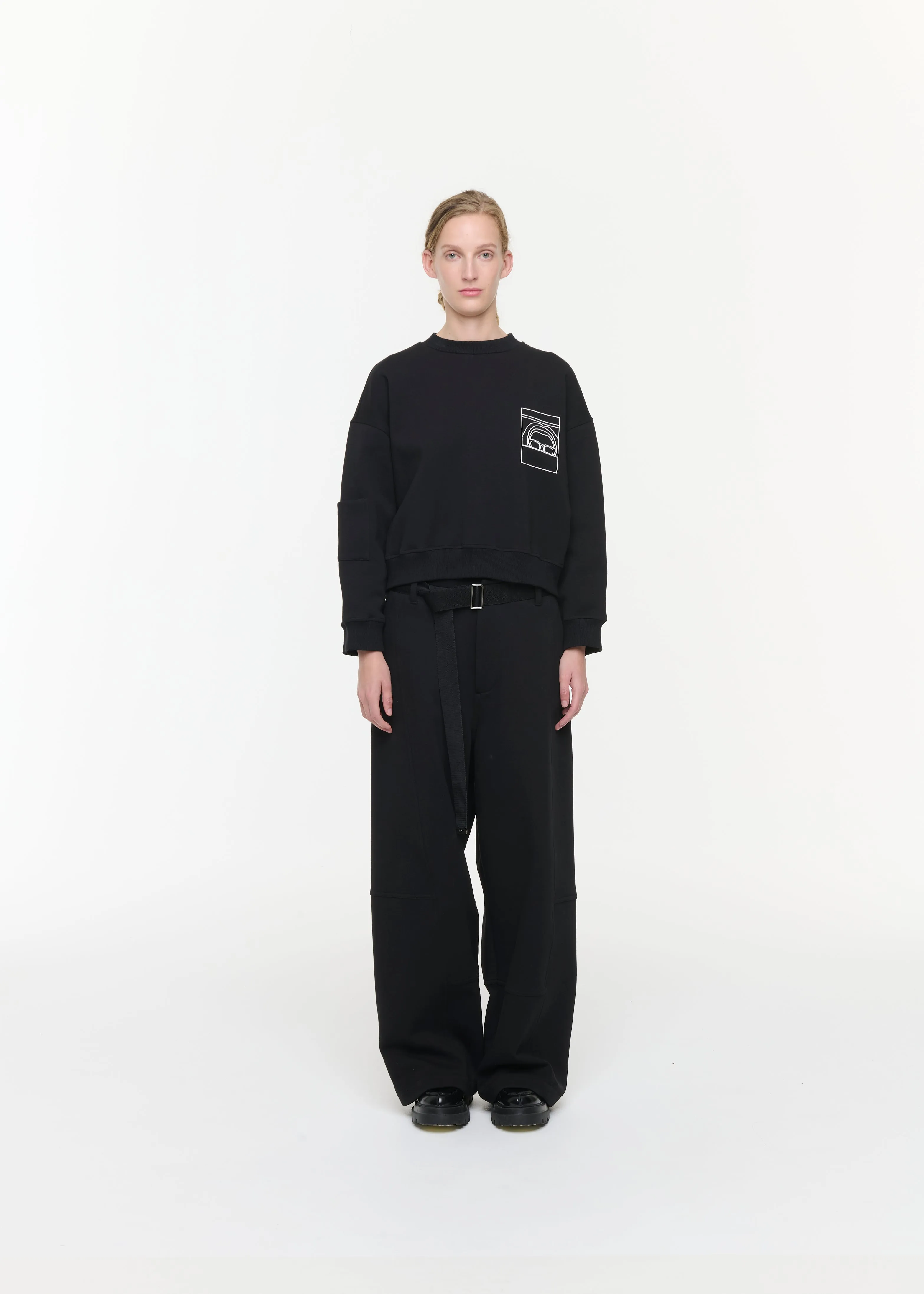 WIDE LEG BLACK FLEECE TROUSERS sold by Plan C product image thumbnail 3