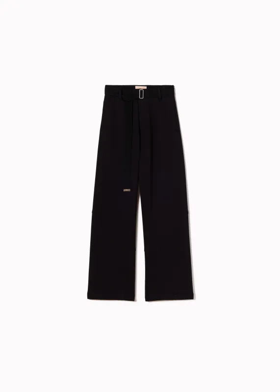 WIDE LEG BLACK FLEECE TROUSERS made by Plan C