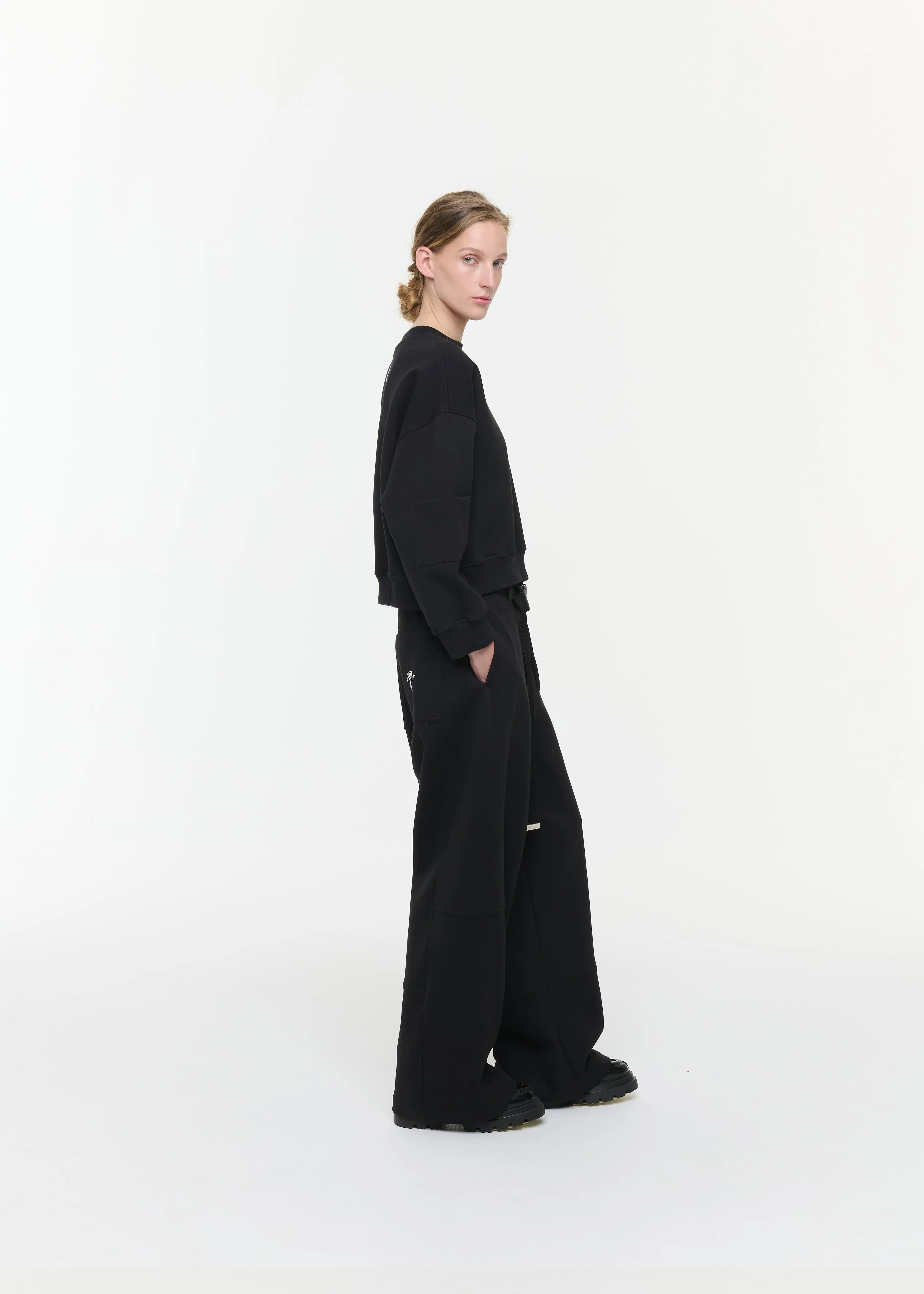 WIDE LEG BLACK FLEECE TROUSERS sold by Plan C product image thumbnail 4
