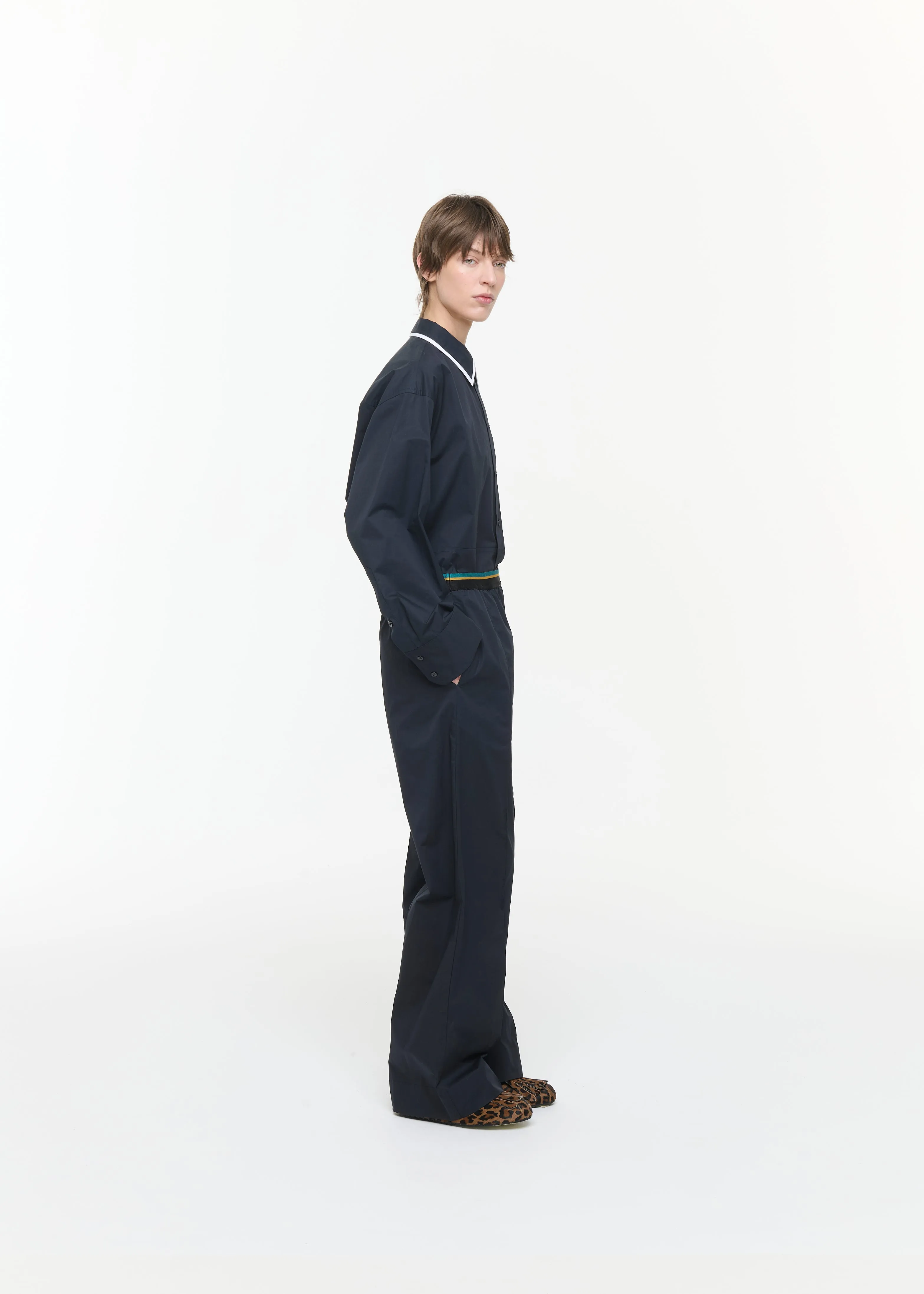 BLUE BLACK POPELINE TROUSERS sold by Plan C product image thumbnail 4