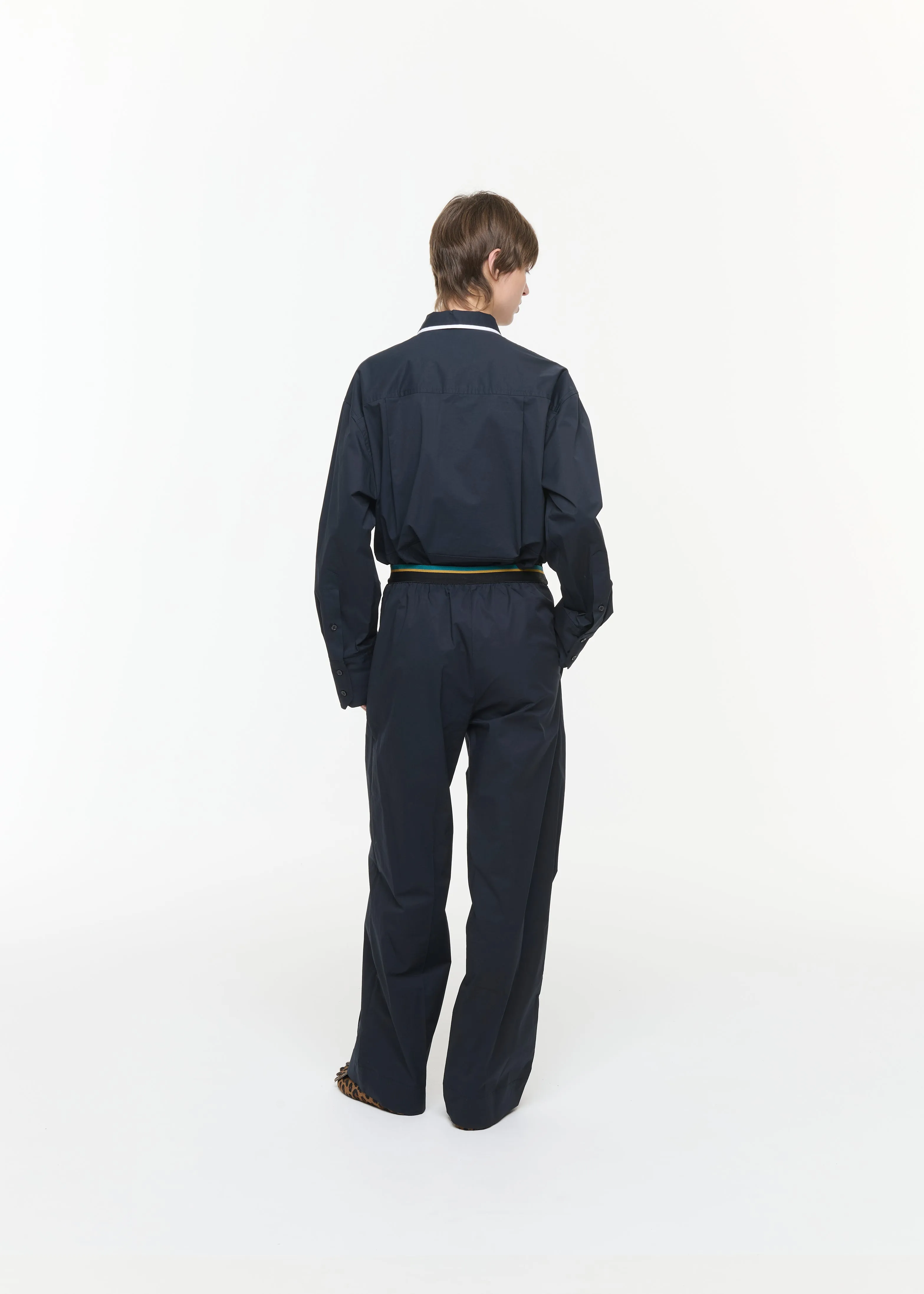 BLUE BLACK POPELINE TROUSERS sold by Plan C product image thumbnail 5