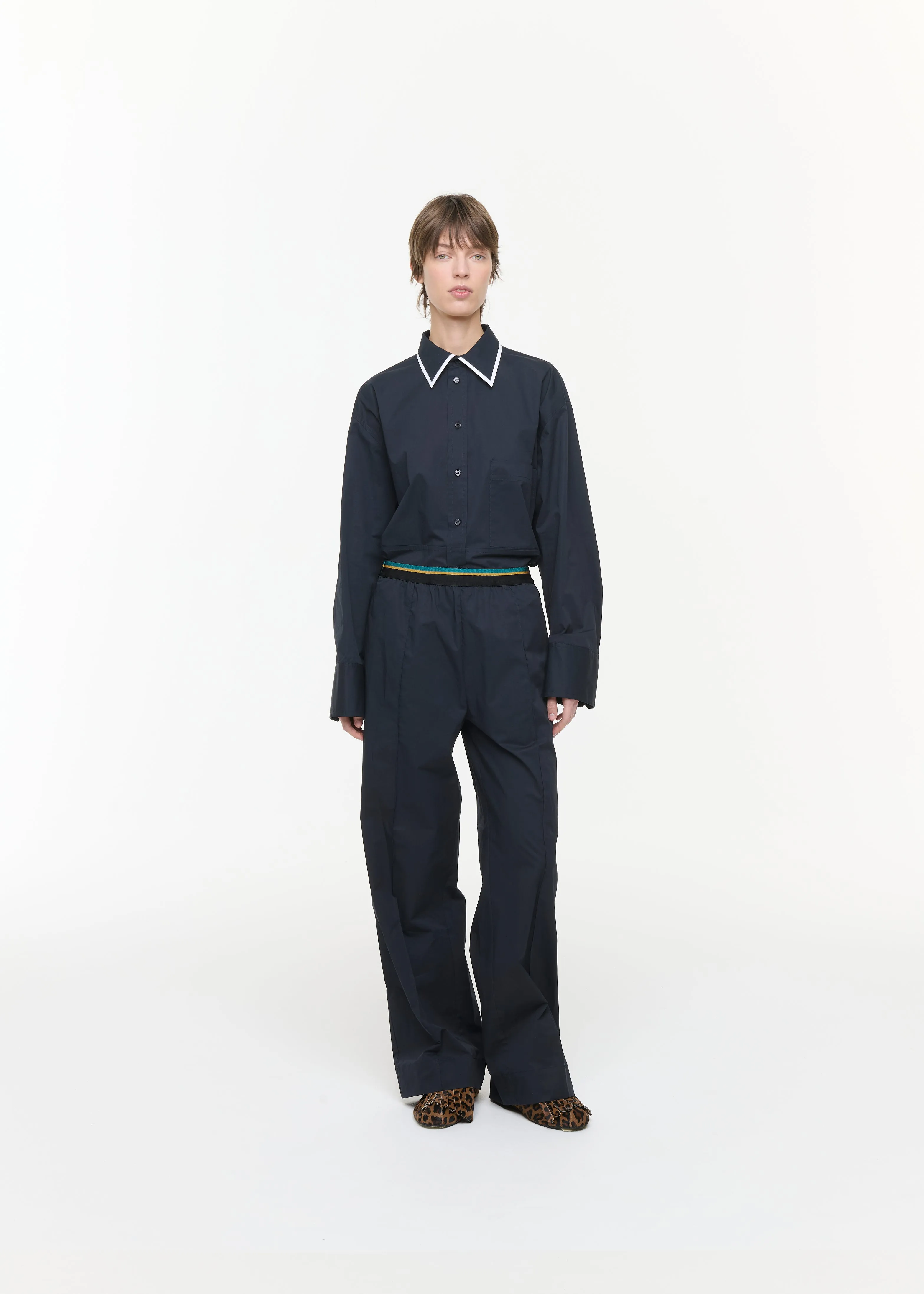 BLUE BLACK POPELINE TROUSERS sold by Plan C product image thumbnail 2