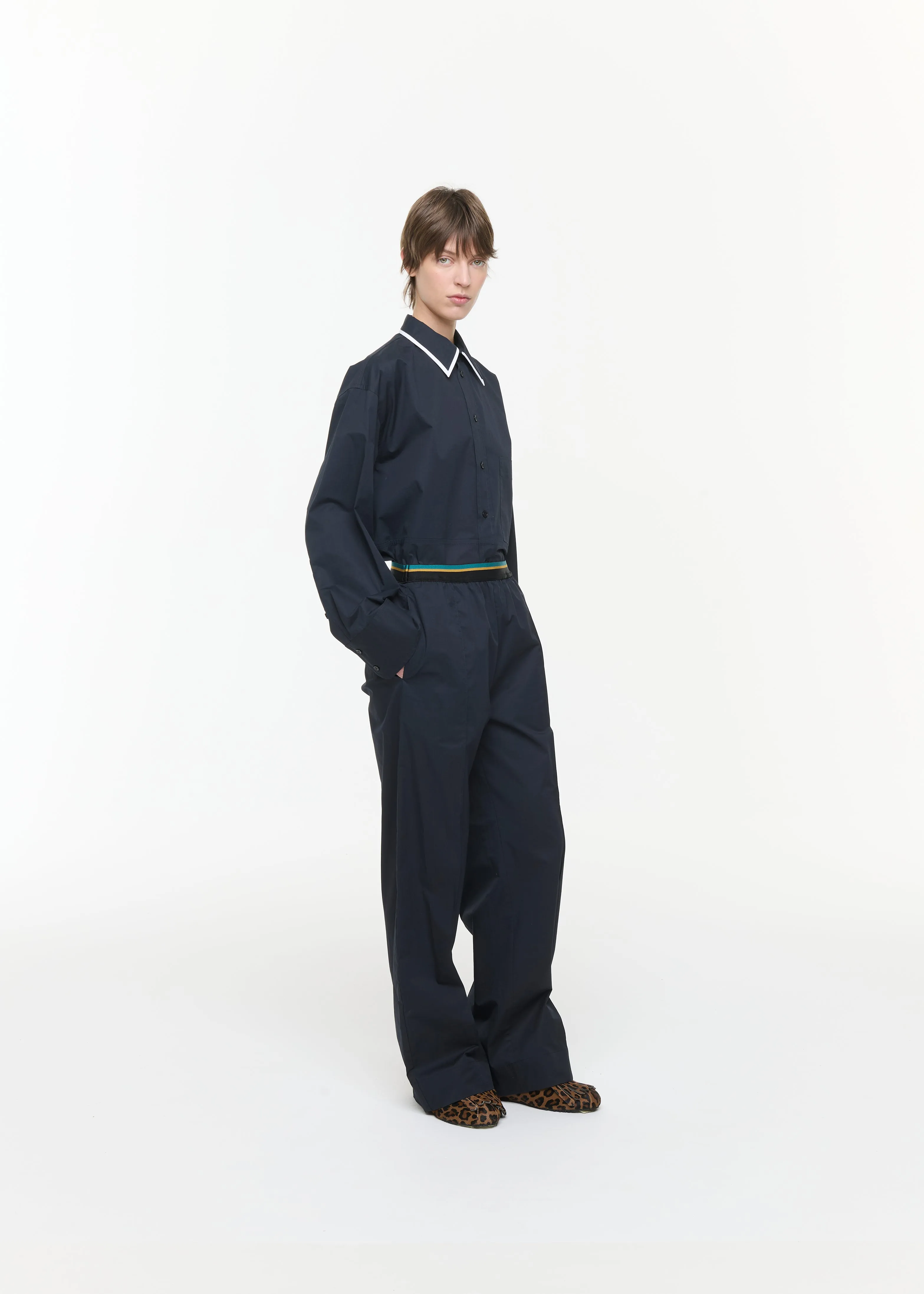 BLUE BLACK POPELINE TROUSERS sold by Plan C product image thumbnail 3