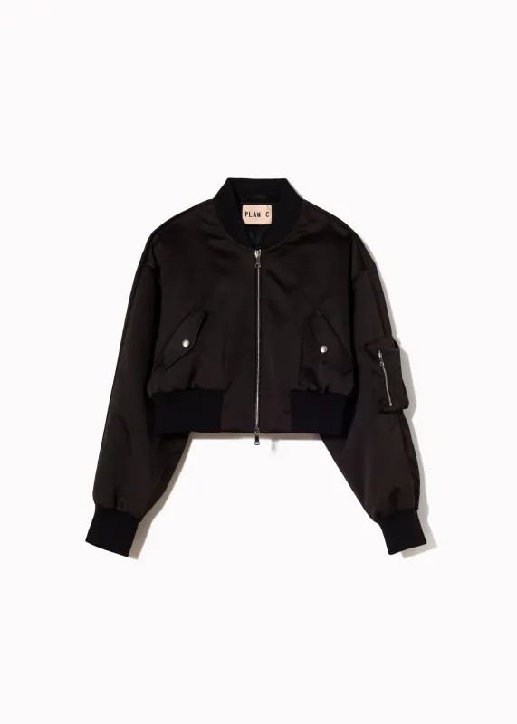 CROPPED DUCHESSE BOMBER JACKET made by Plan C