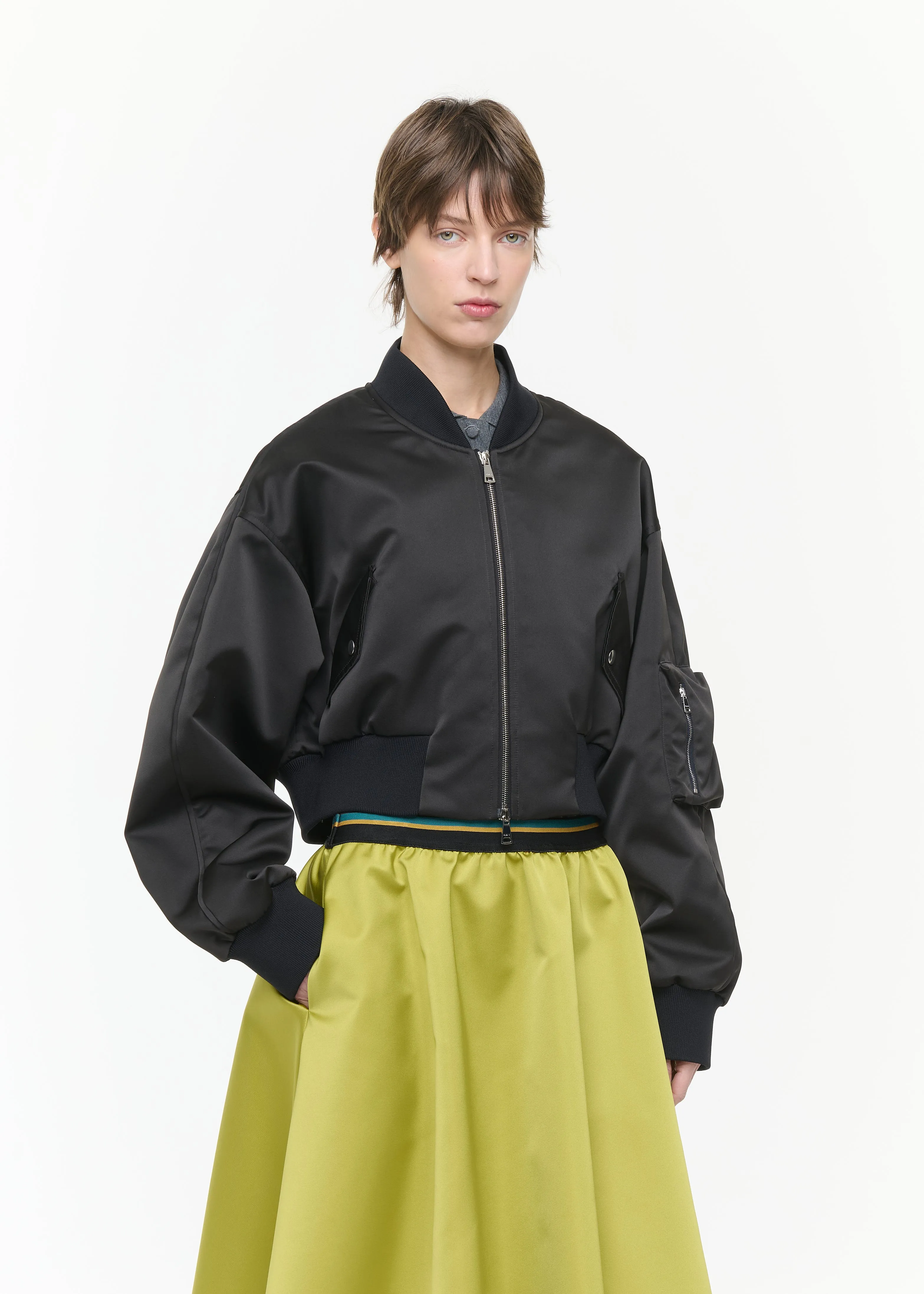 CROPPED DUCHESSE BOMBER JACKET sold by Plan C product image thumbnail 3