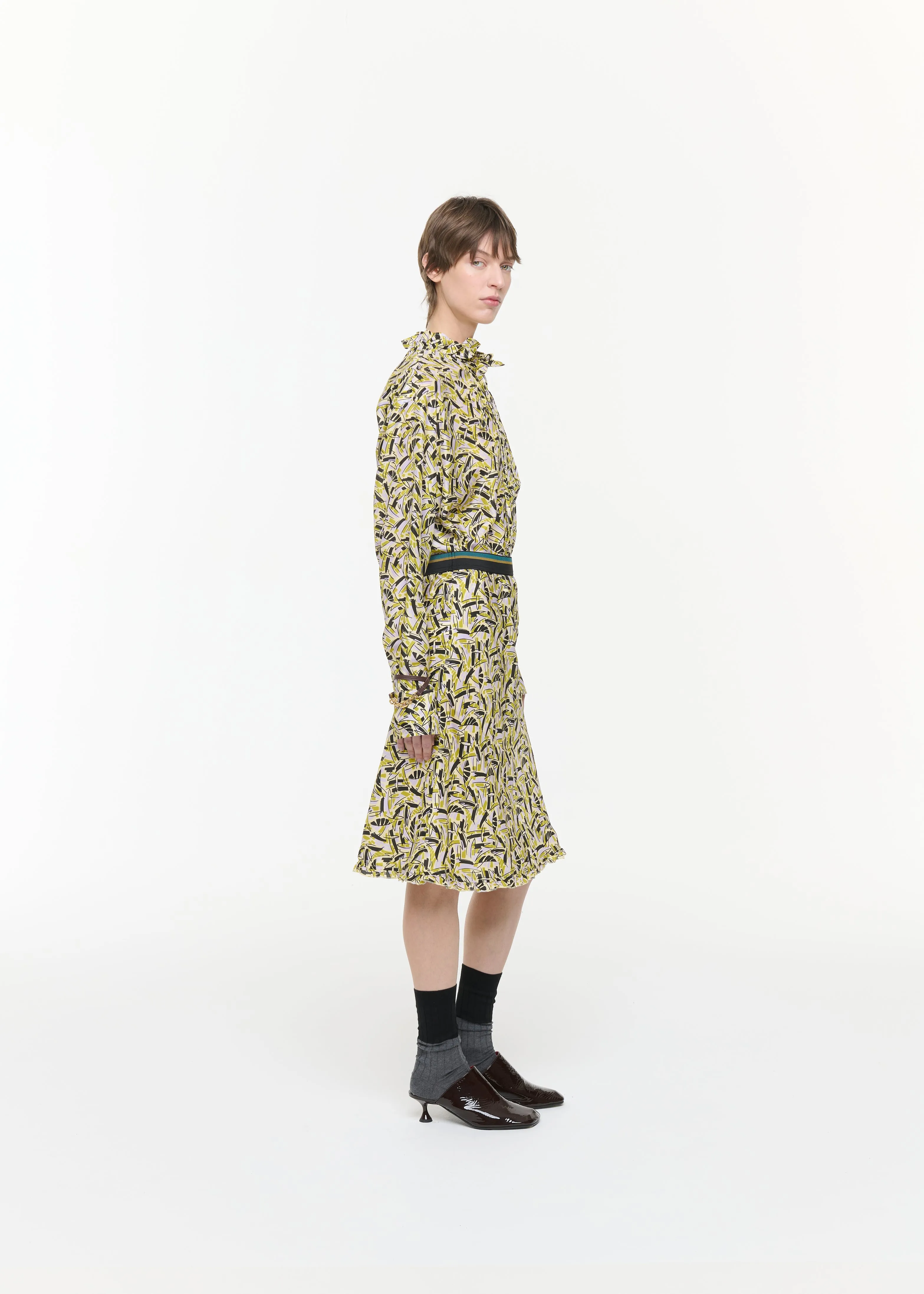 PRINTED SILK HABOUTAI MIDI SKIRT sold by Plan C product image thumbnail 4