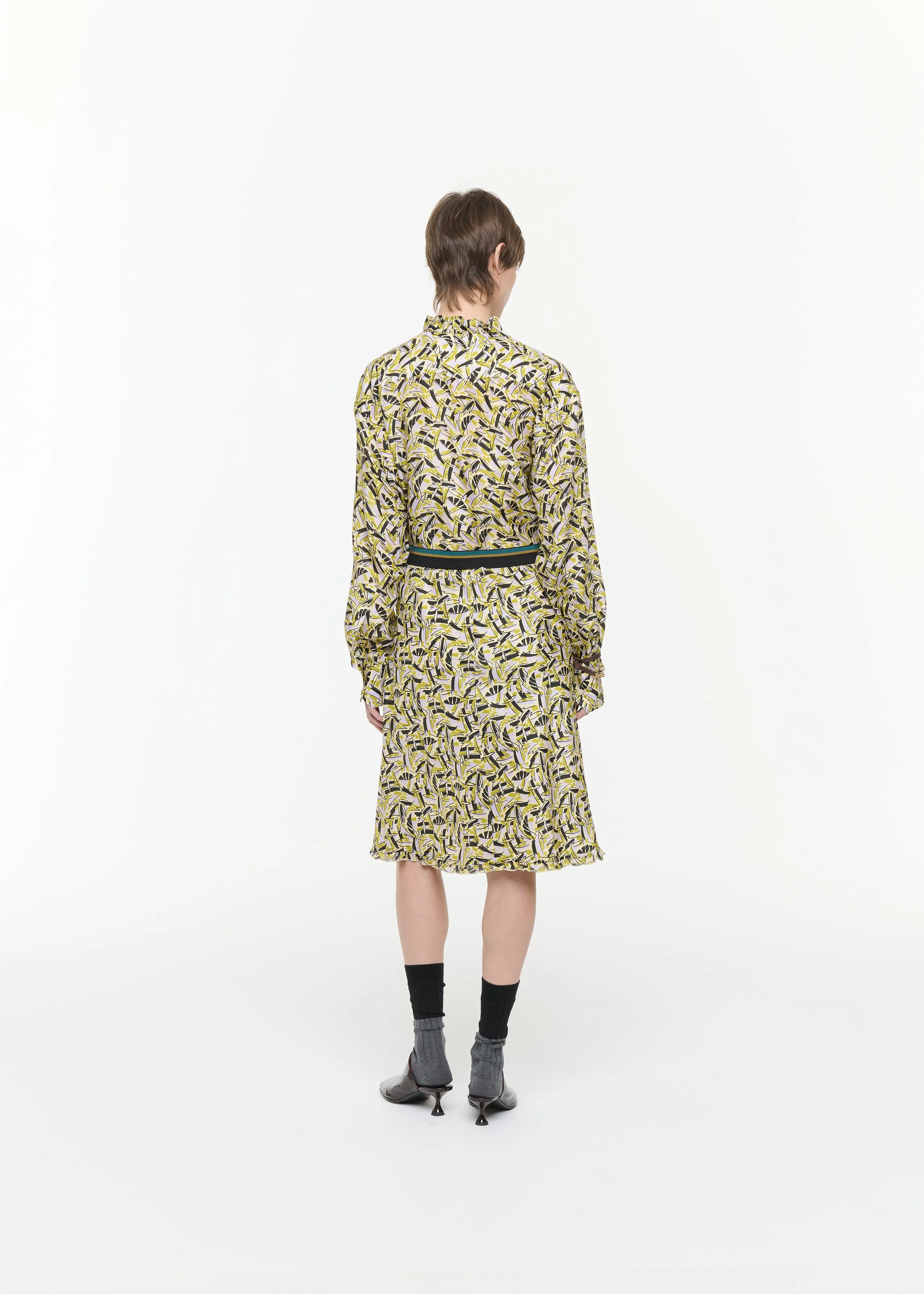 PRINTED SILK HABOUTAI MIDI SKIRT sold by Plan C product image thumbnail 5