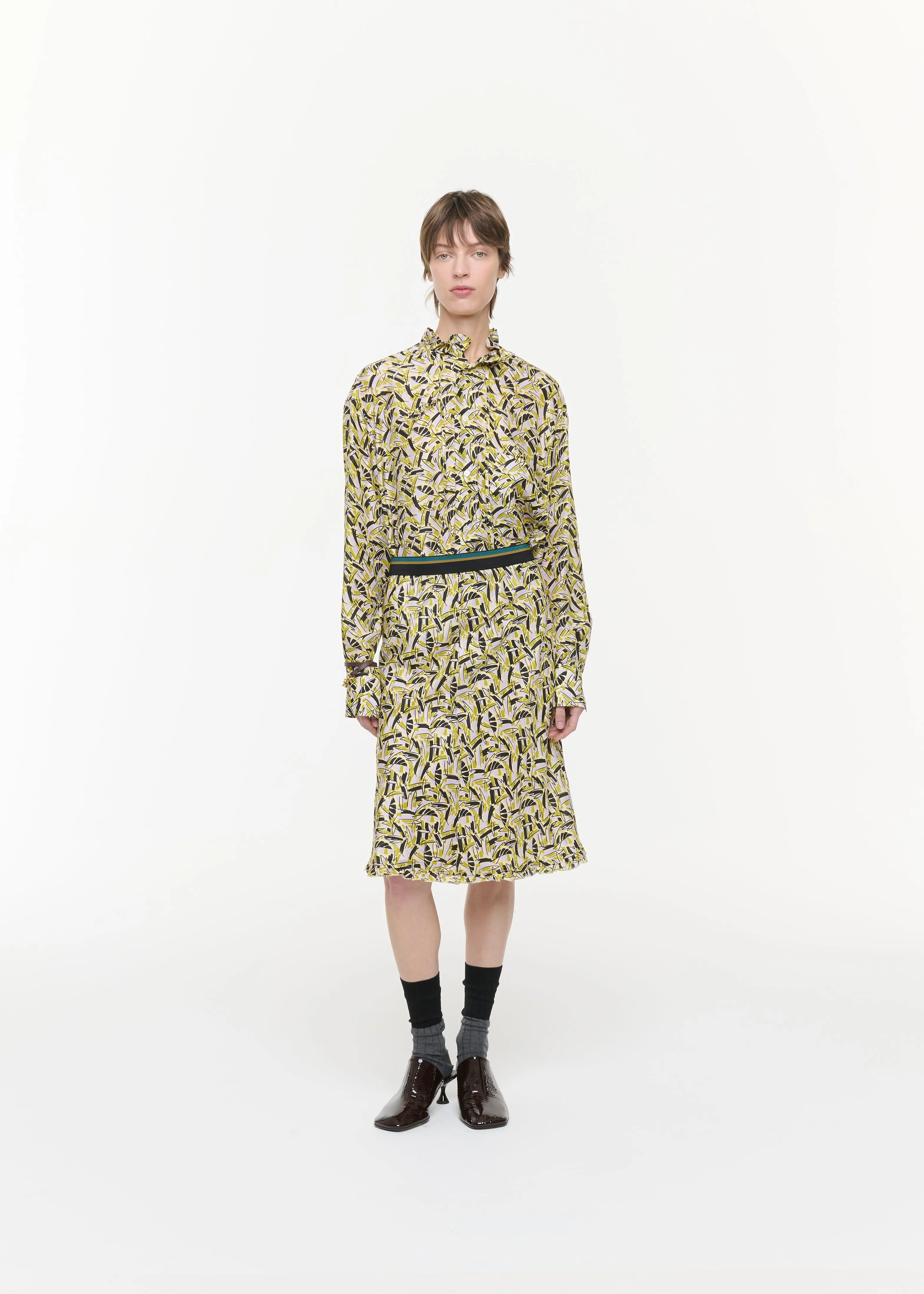 PRINTED SILK HABOUTAI MIDI SKIRT sold by Plan C product image thumbnail 2