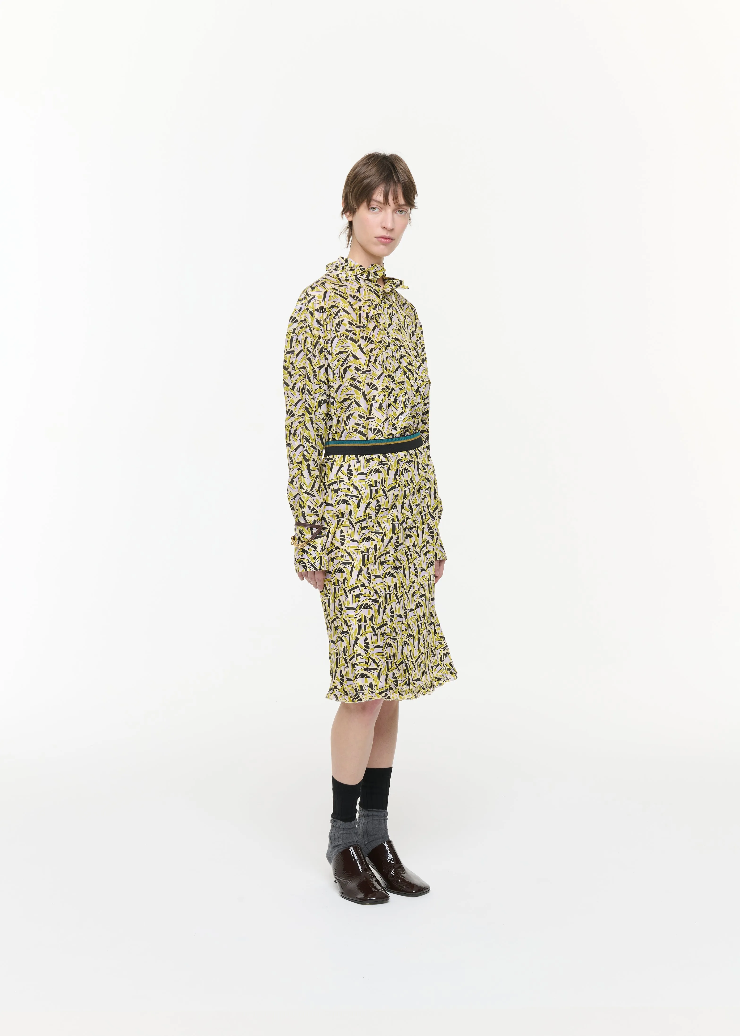 PRINTED SILK HABOUTAI MIDI SKIRT sold by Plan C product image thumbnail 3