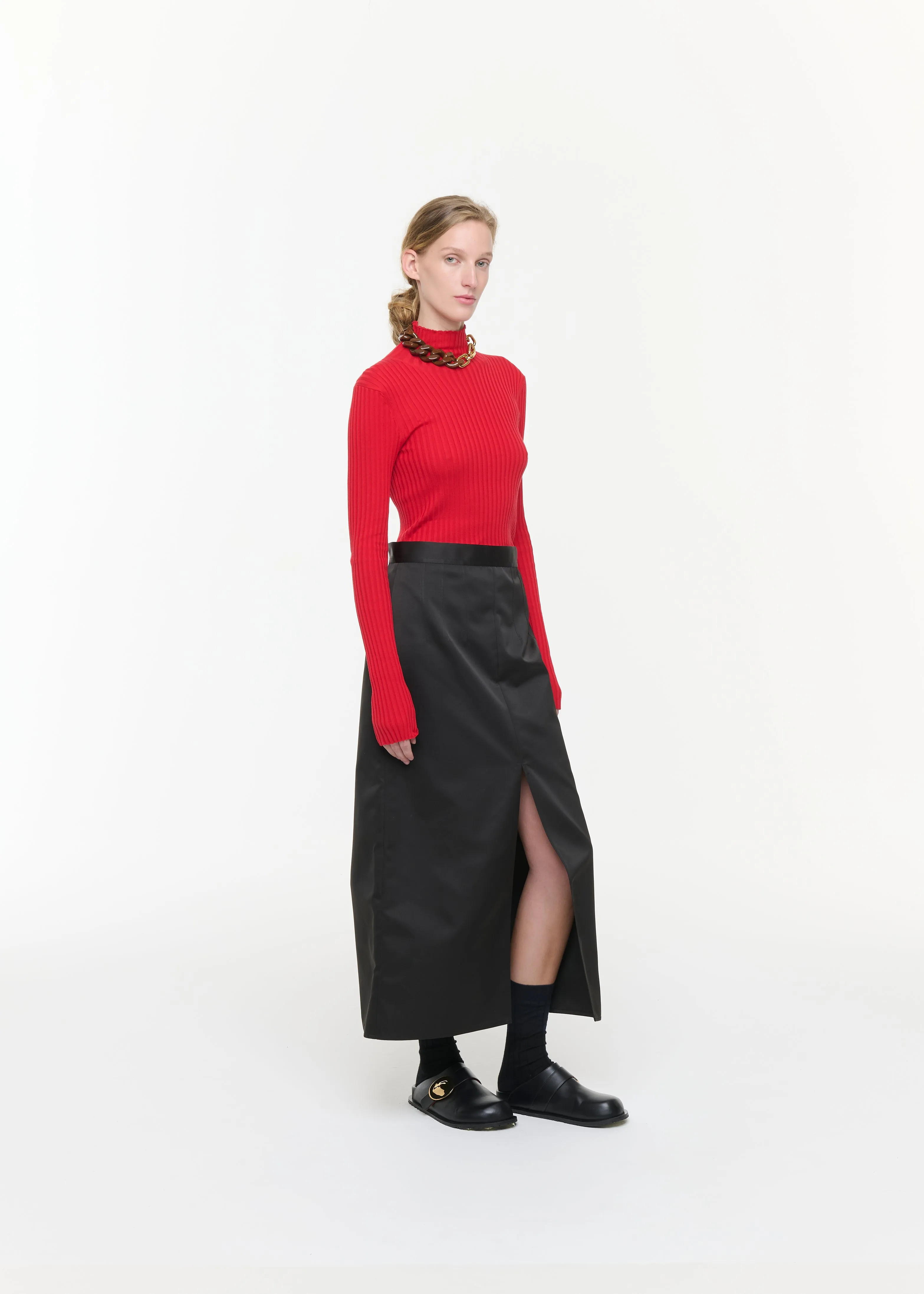 BLACK DUCHESSE STRAIGHT CUT LONG SKIRT sold by Plan C product image thumbnail 3