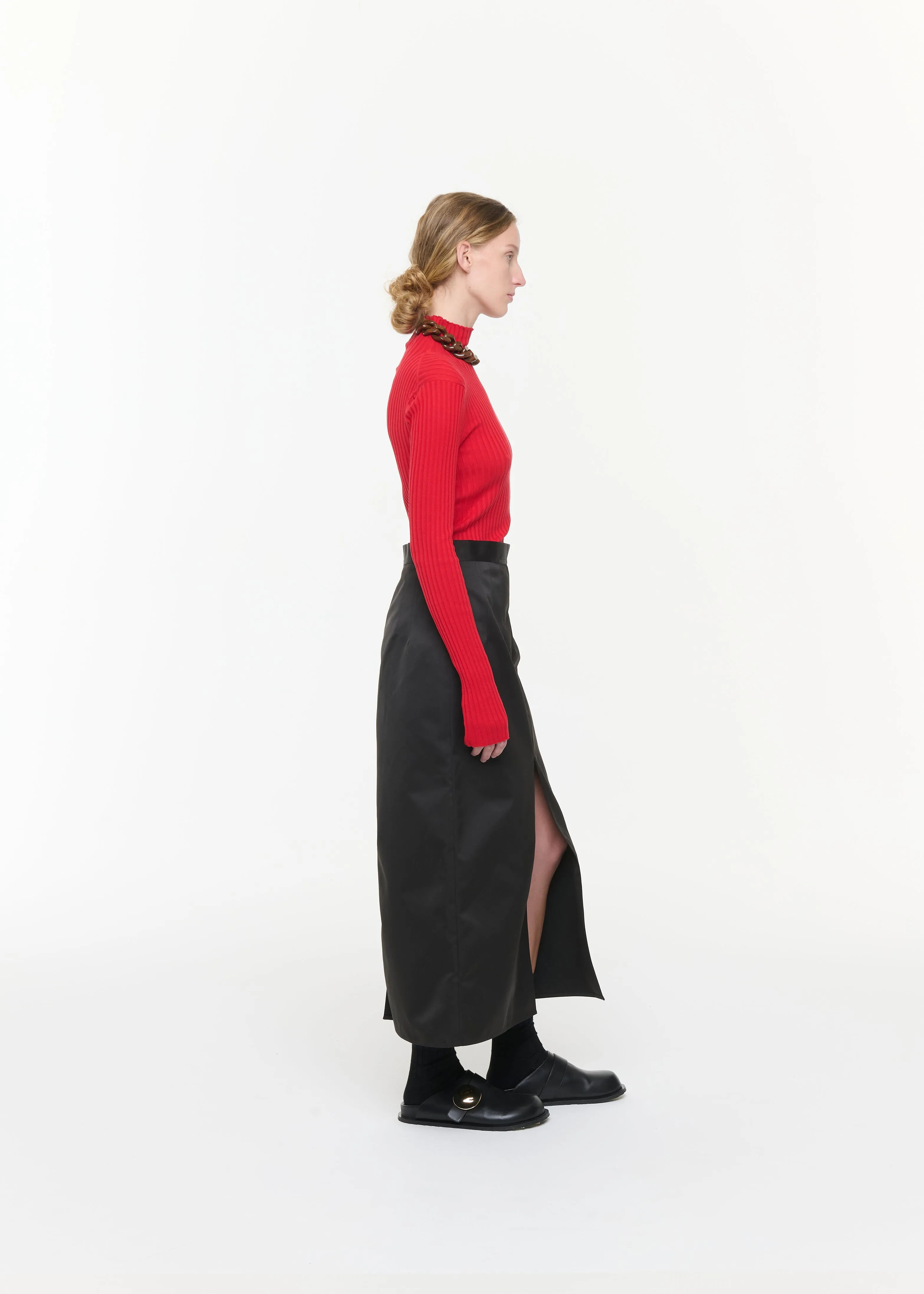 BLACK DUCHESSE STRAIGHT CUT LONG SKIRT sold by Plan C product image thumbnail 4