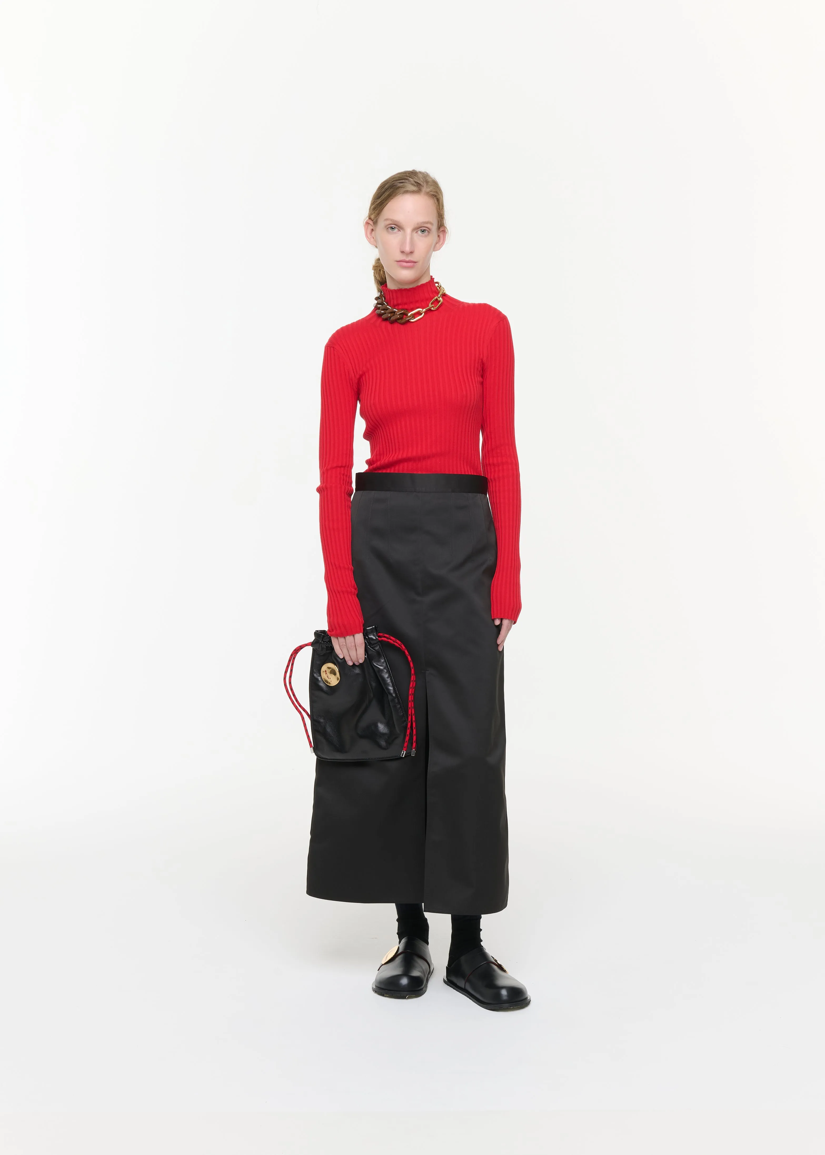 BLACK DUCHESSE STRAIGHT CUT LONG SKIRT sold by Plan C product image thumbnail 2