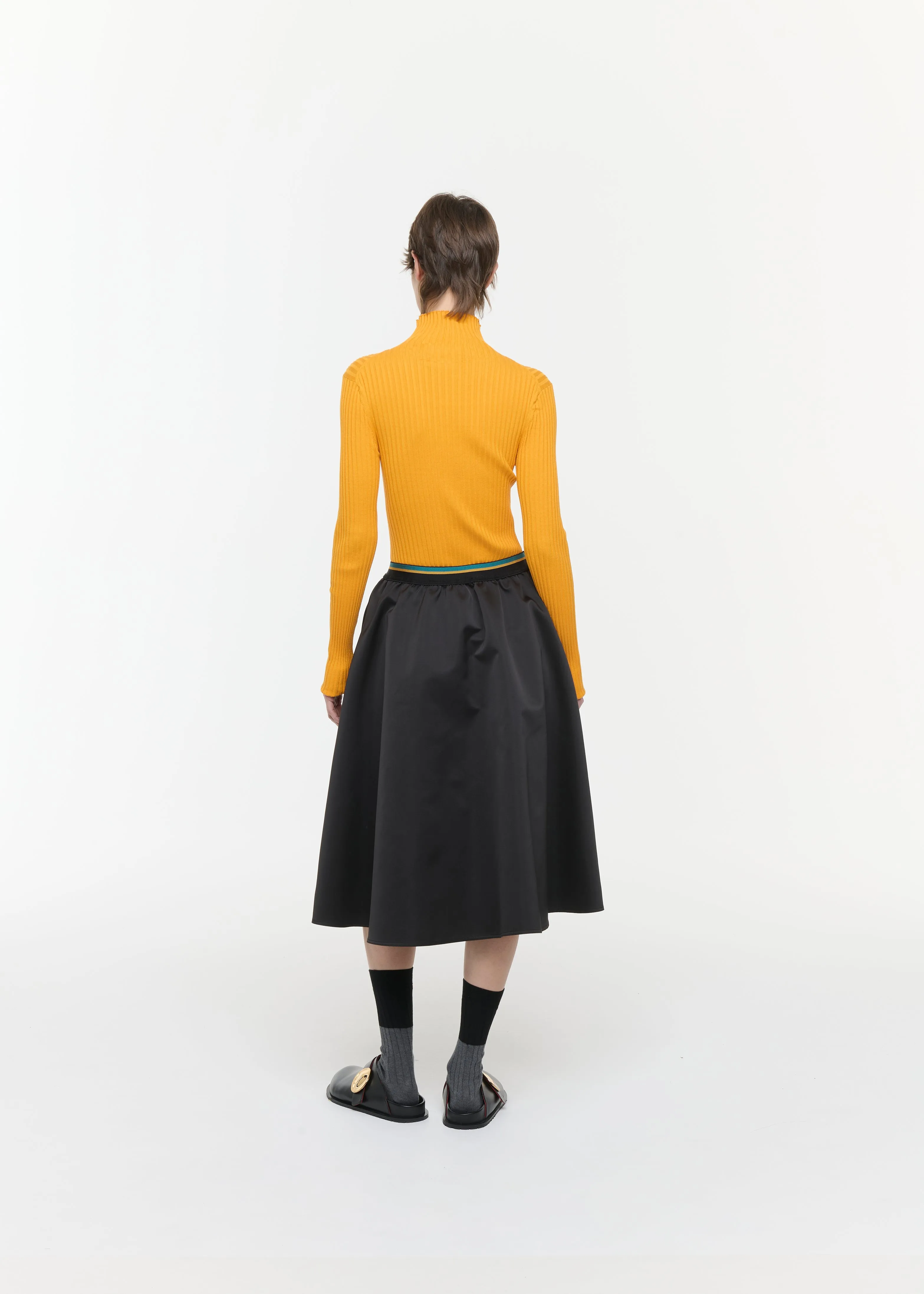BLACK DUCHESSE A LINE MIDI SKIRT sold by Plan C product image thumbnail 5