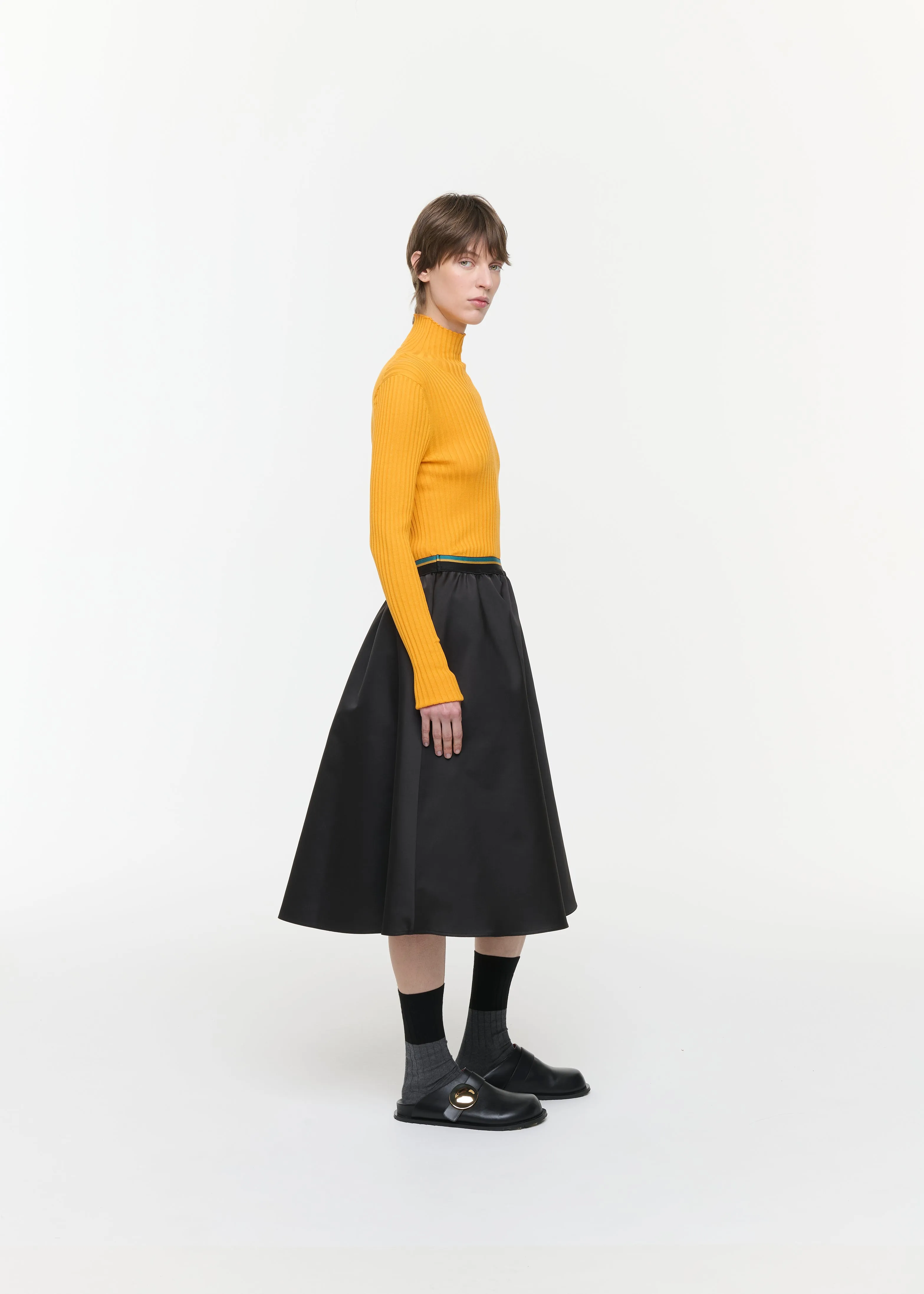 BLACK DUCHESSE A LINE MIDI SKIRT sold by Plan C product image thumbnail 4