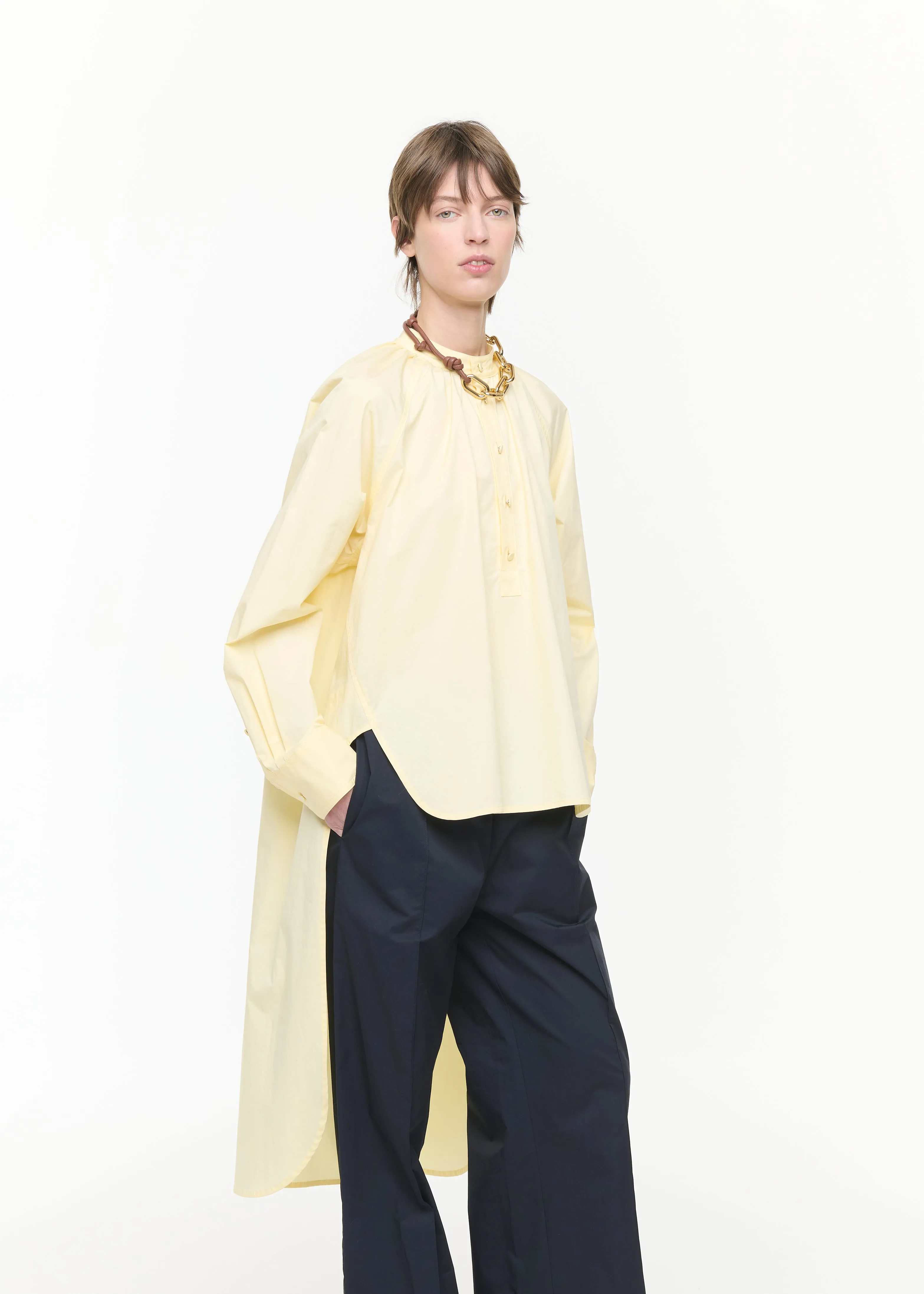 EGGNOG RUCHED STAND COLLAR SHIRT sold by Plan C product image thumbnail 4