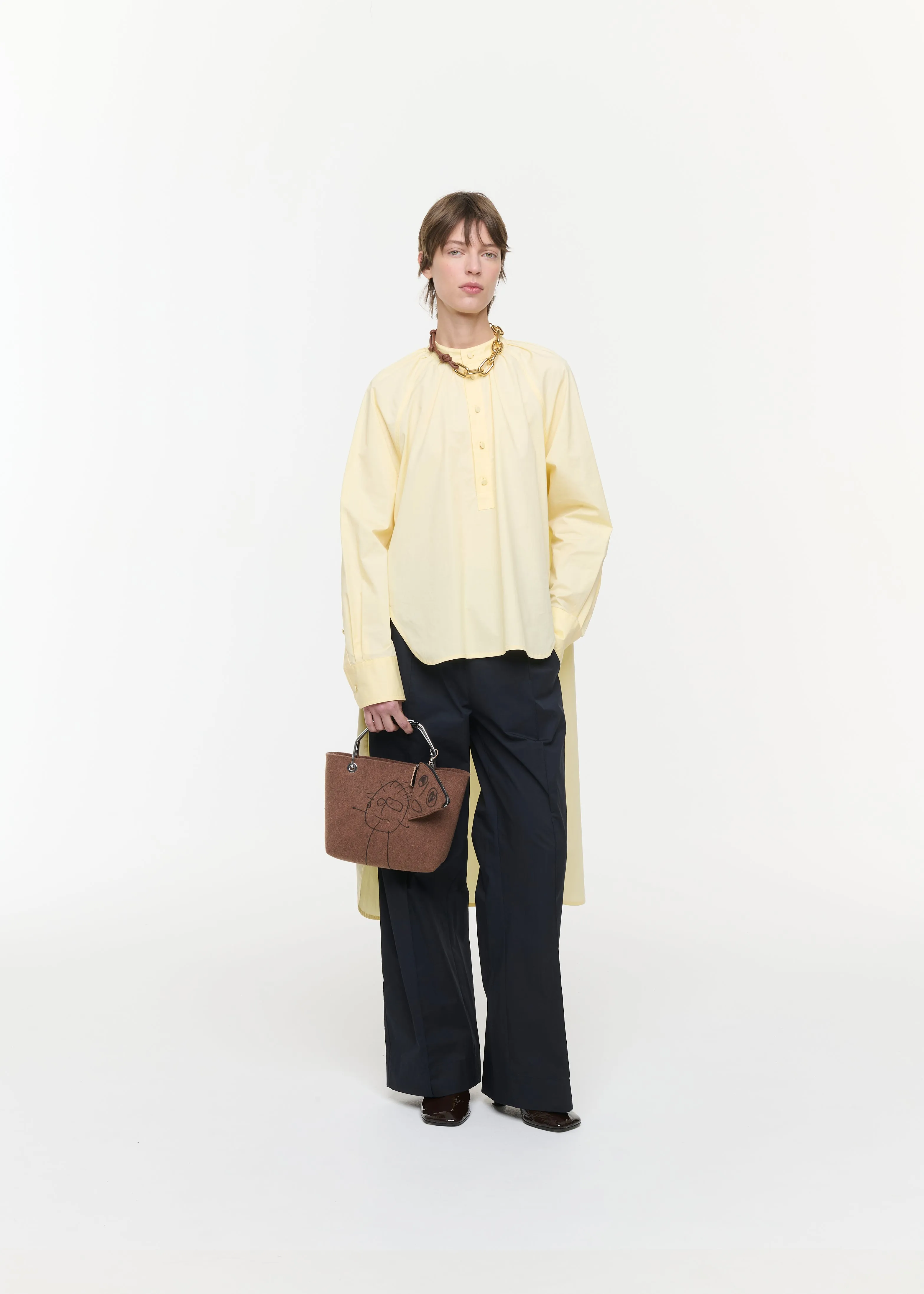 EGGNOG RUCHED STAND COLLAR SHIRT sold by Plan C product image thumbnail 2