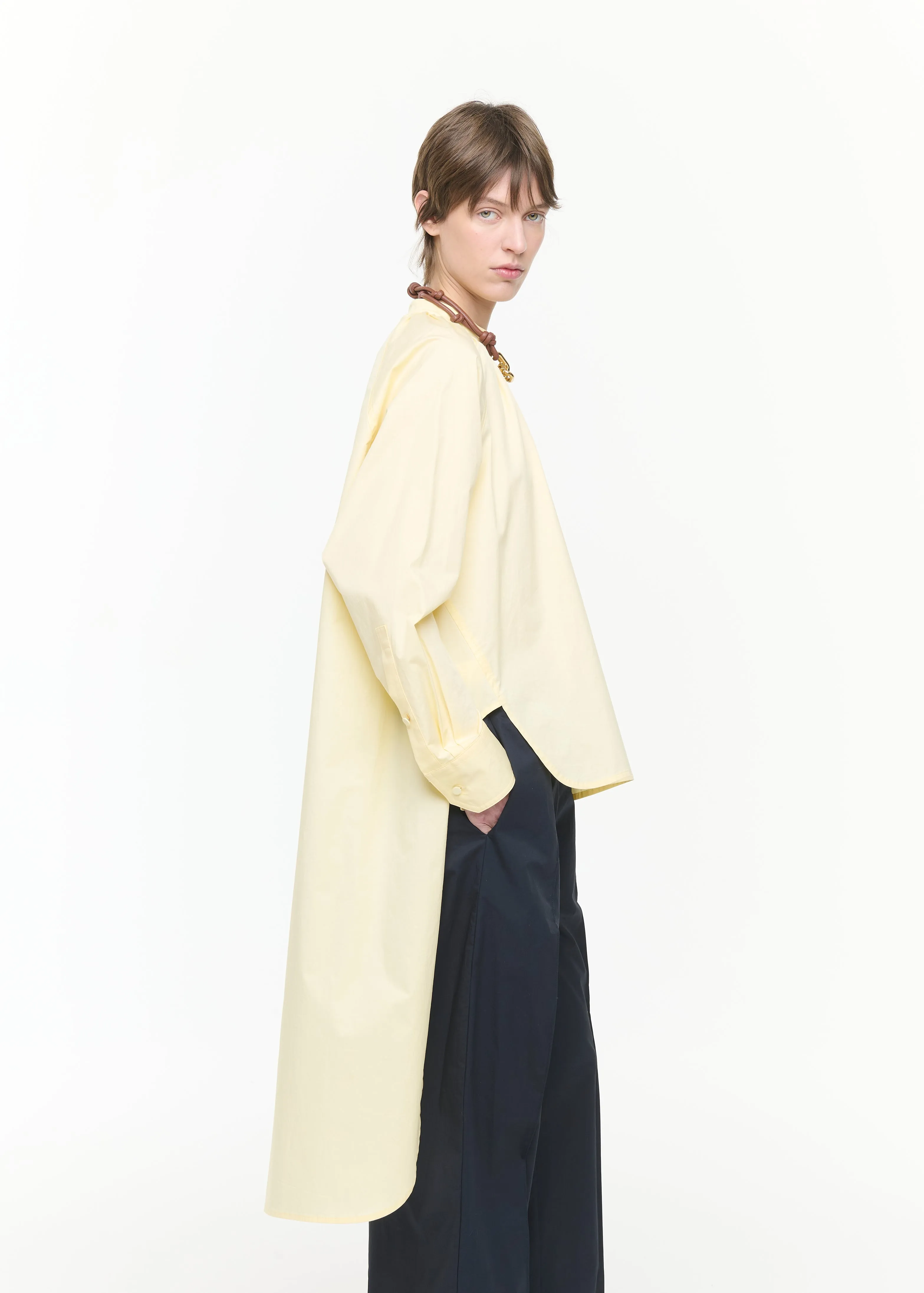 EGGNOG RUCHED STAND COLLAR SHIRT sold by Plan C product image thumbnail 5