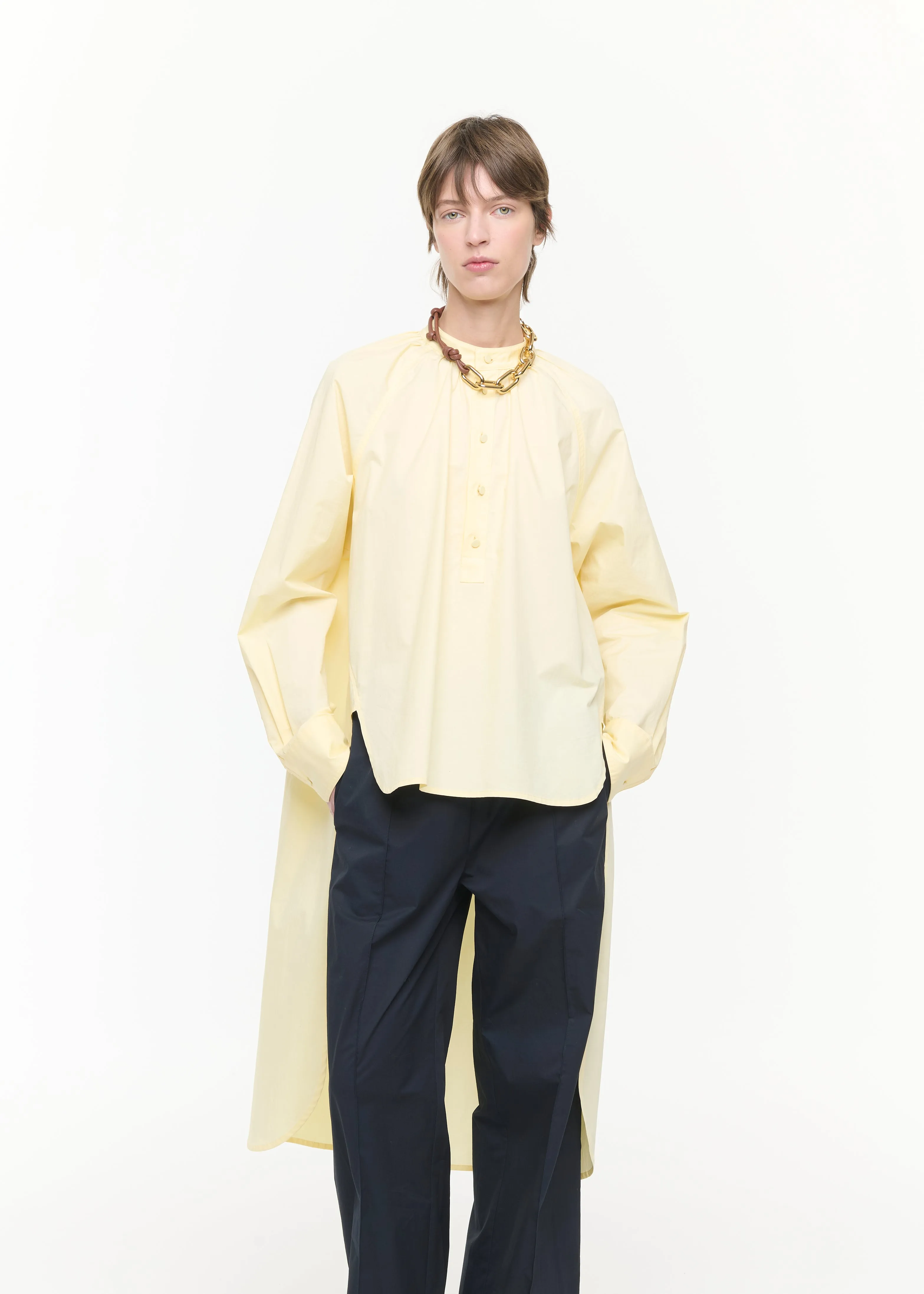 EGGNOG RUCHED STAND COLLAR SHIRT sold by Plan C product image thumbnail 3