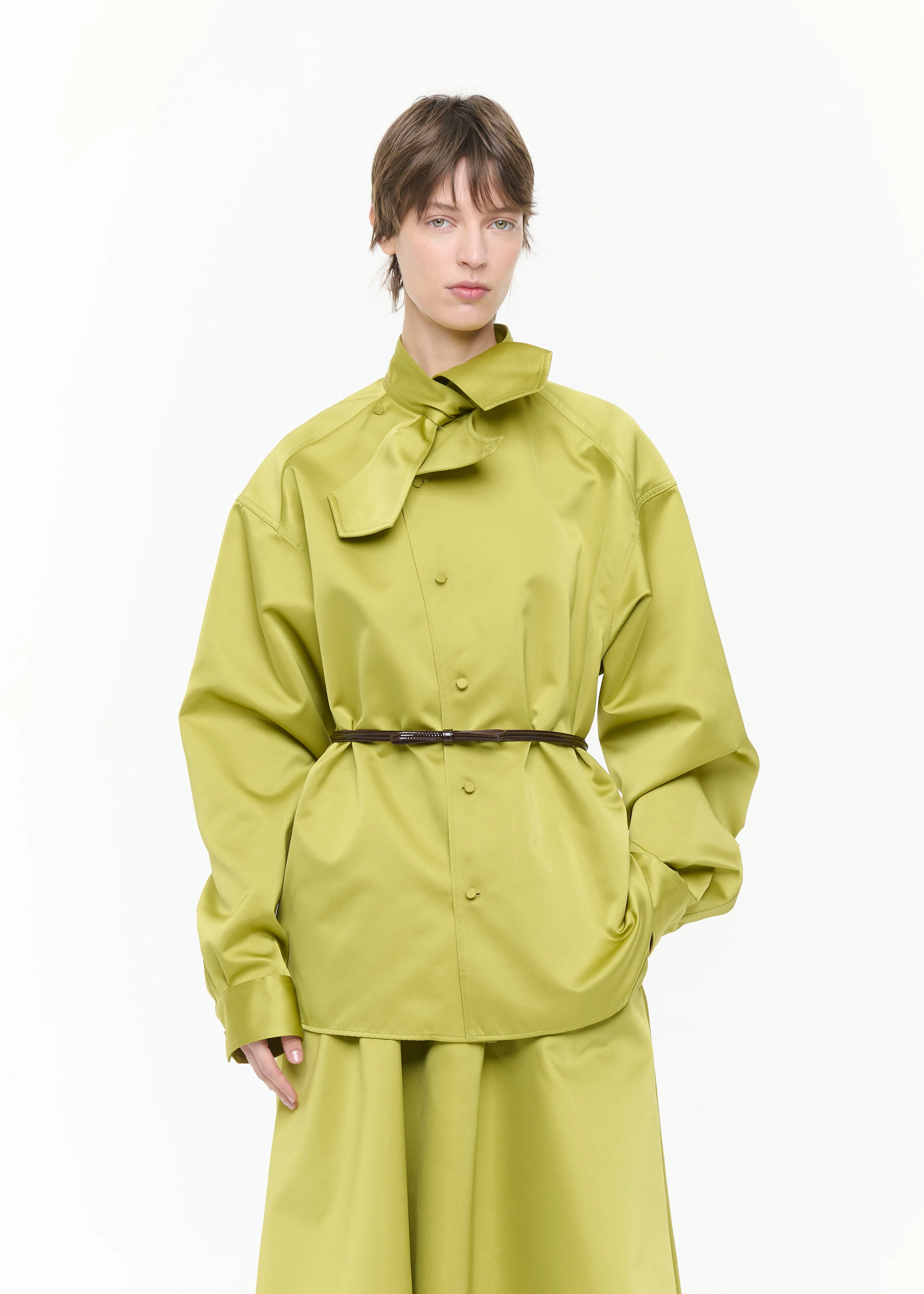 ASYMMETRIC SCARF COLLAR DUCHESSE SHIRT sold by Plan C product image thumbnail 3
