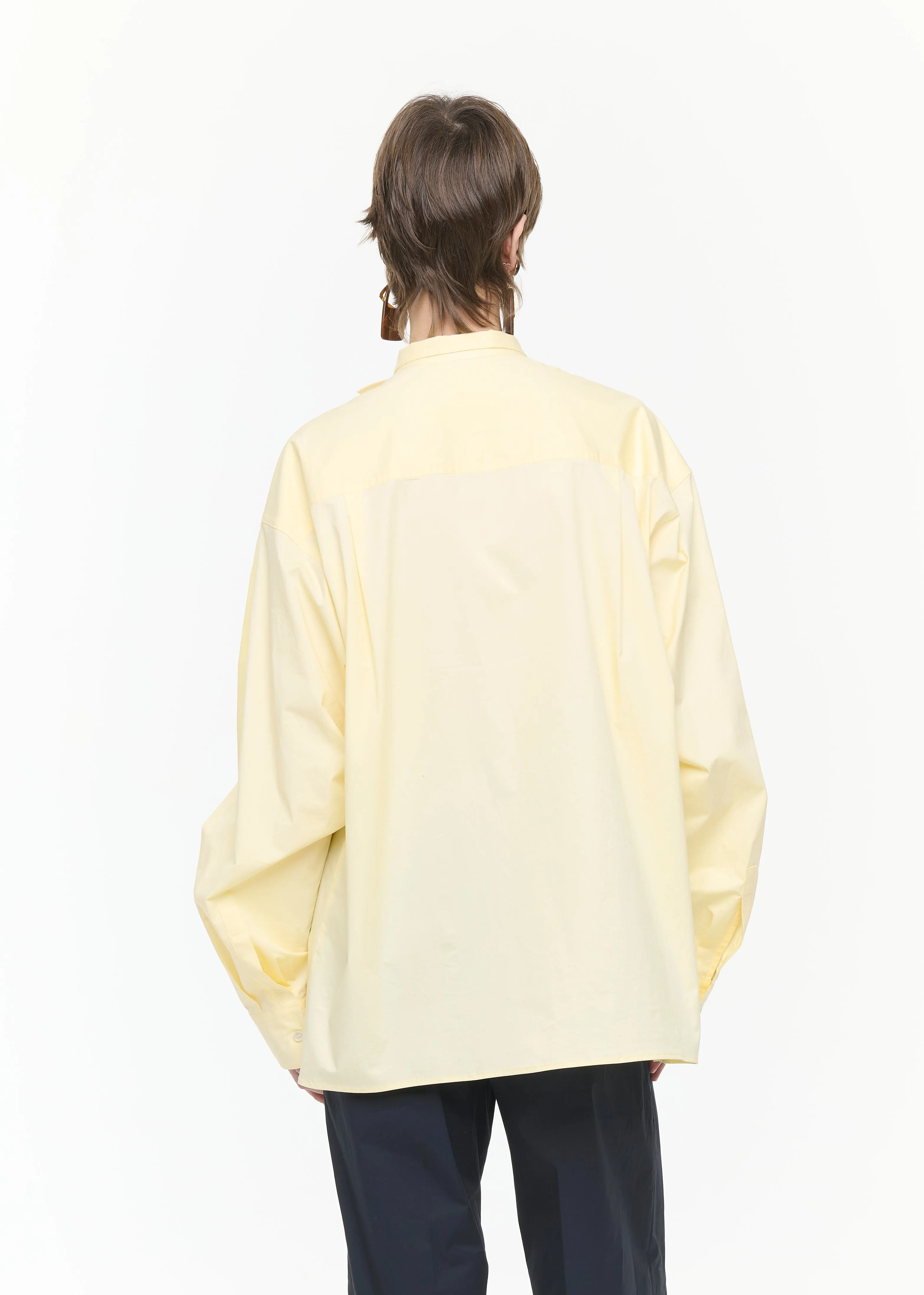 ASYMMETRIC SCARF COLLAR POPELINE SHIRT sold by Plan C product image thumbnail 5