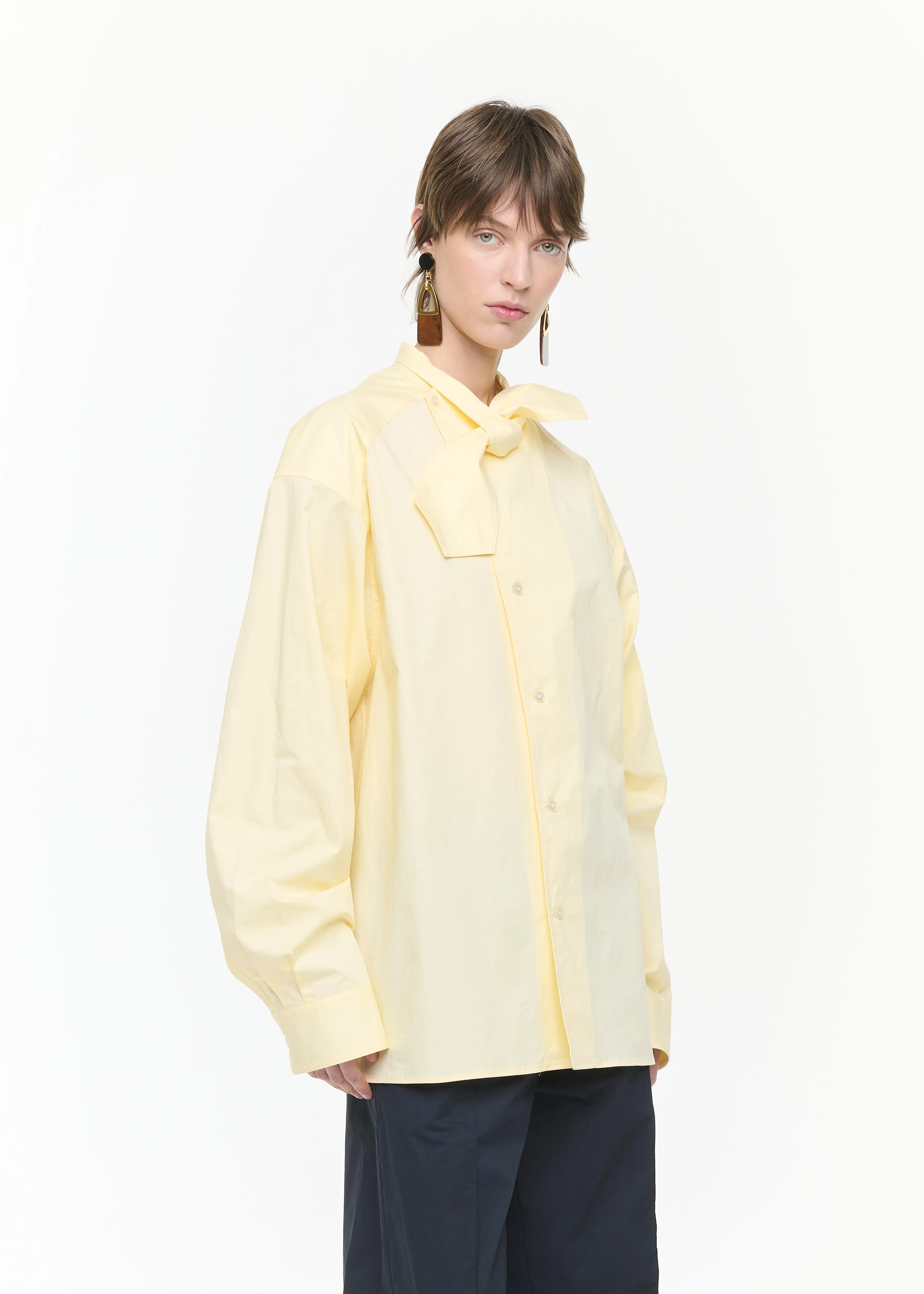 ASYMMETRIC SCARF COLLAR POPELINE SHIRT sold by Plan C product image thumbnail 3