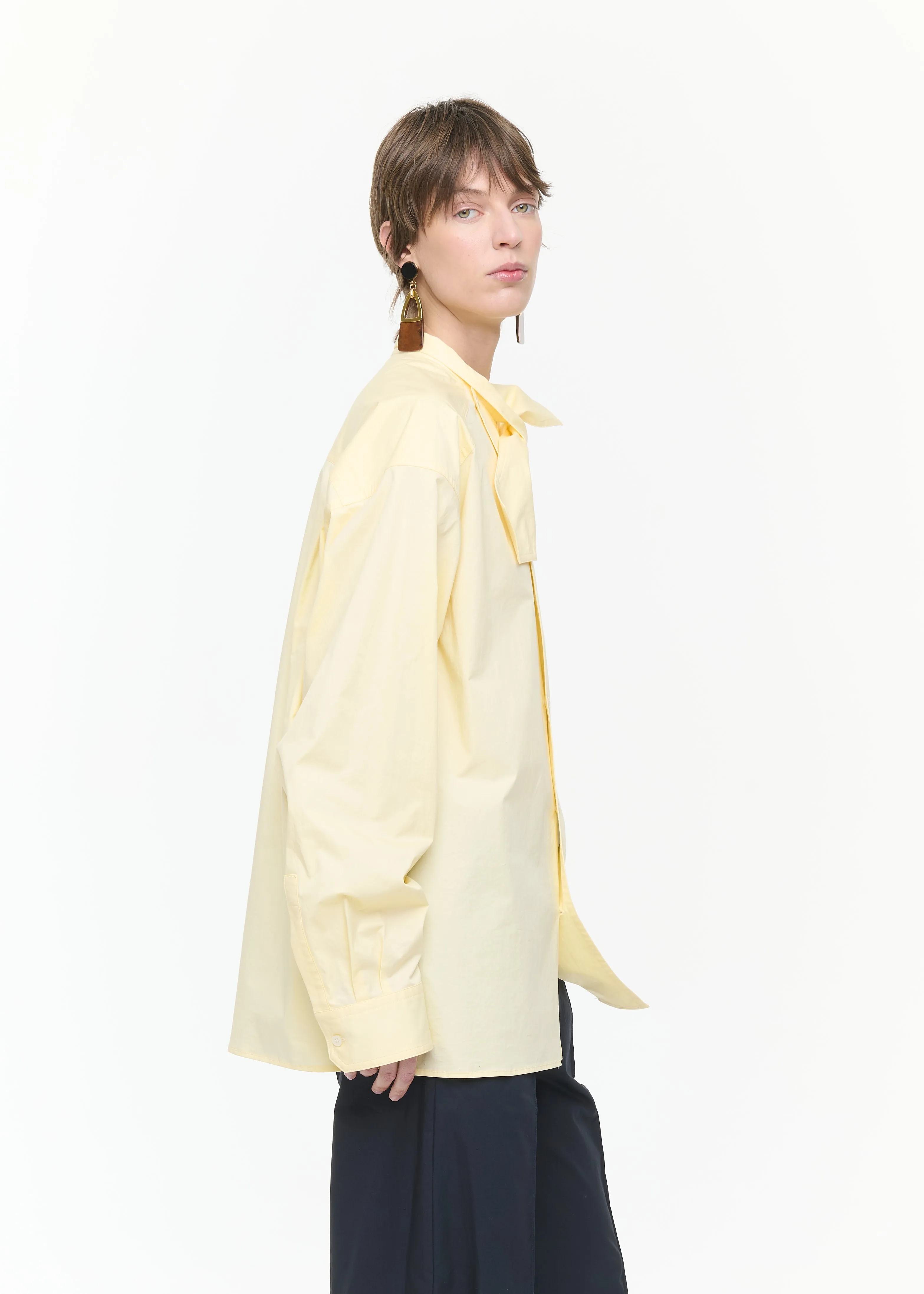 ASYMMETRIC SCARF COLLAR POPELINE SHIRT sold by Plan C product image thumbnail 4