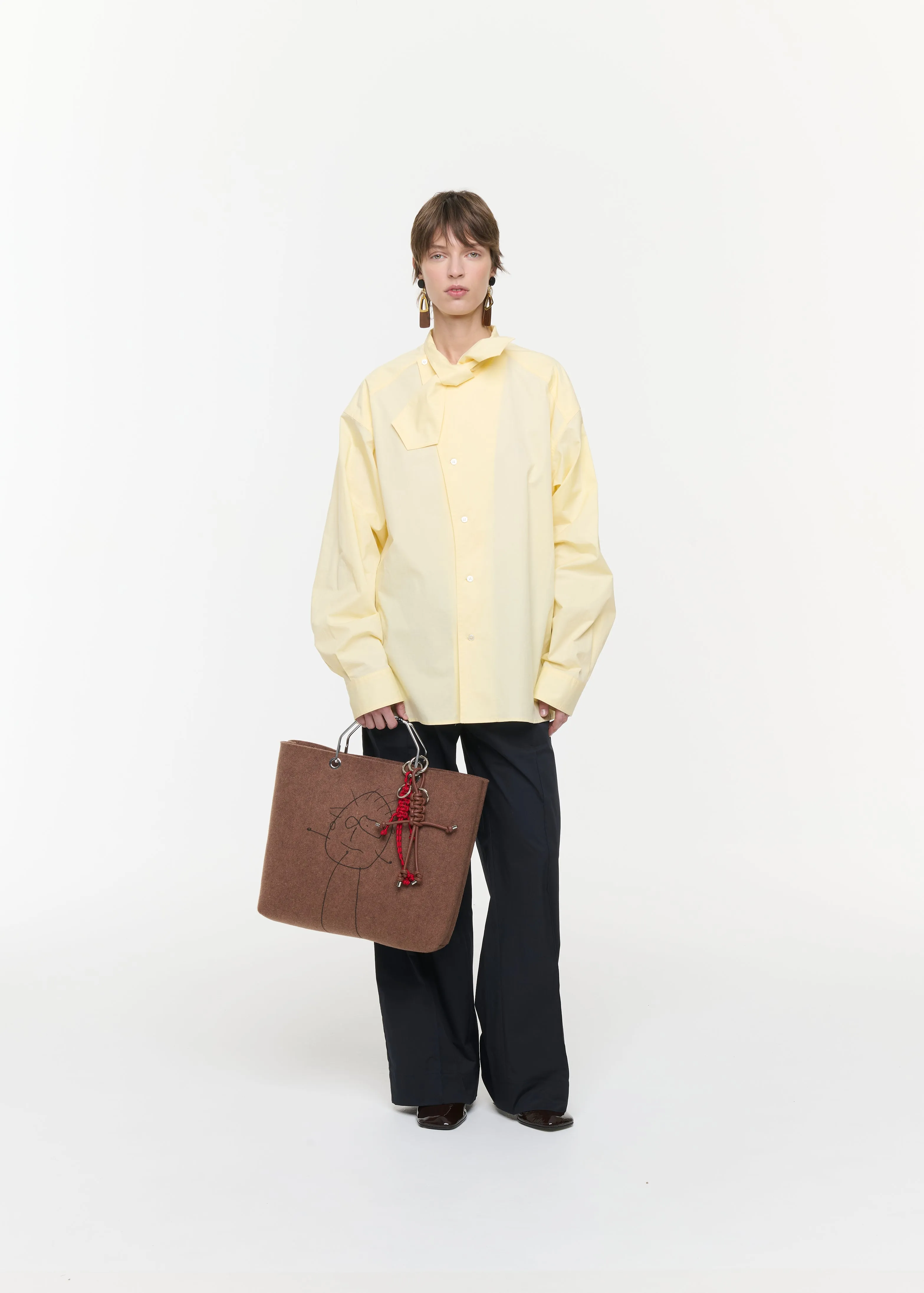 ASYMMETRIC SCARF COLLAR POPELINE SHIRT sold by Plan C product image thumbnail 2