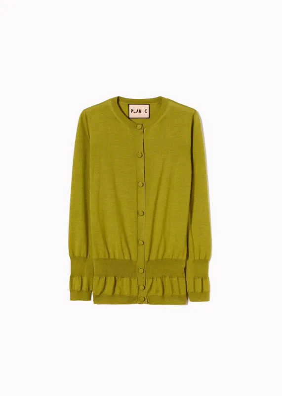 ACID GREEN SILK WOOL CARDIGAN made by Plan C