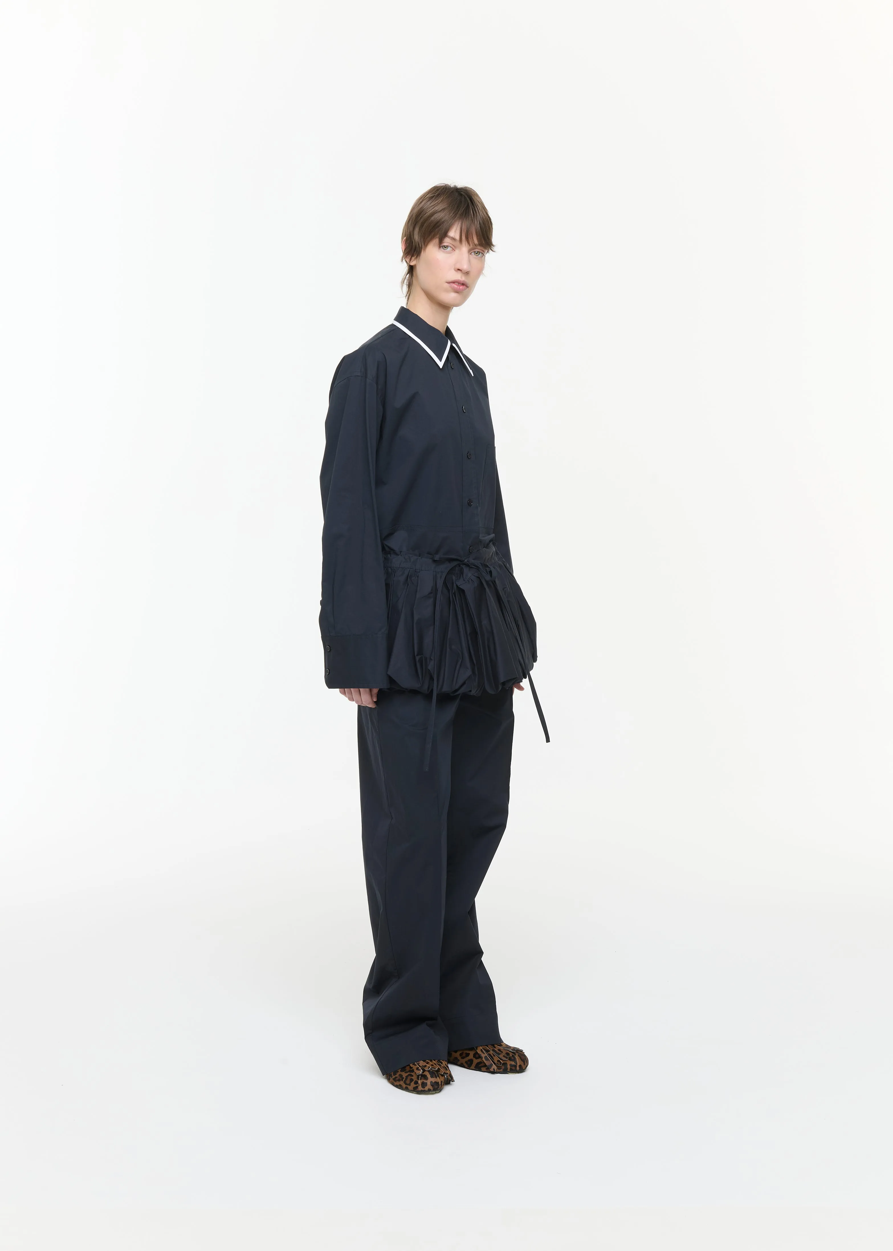 BLUE BLACK POPELINE COCOON PEPLUM sold by Plan C product image thumbnail 3