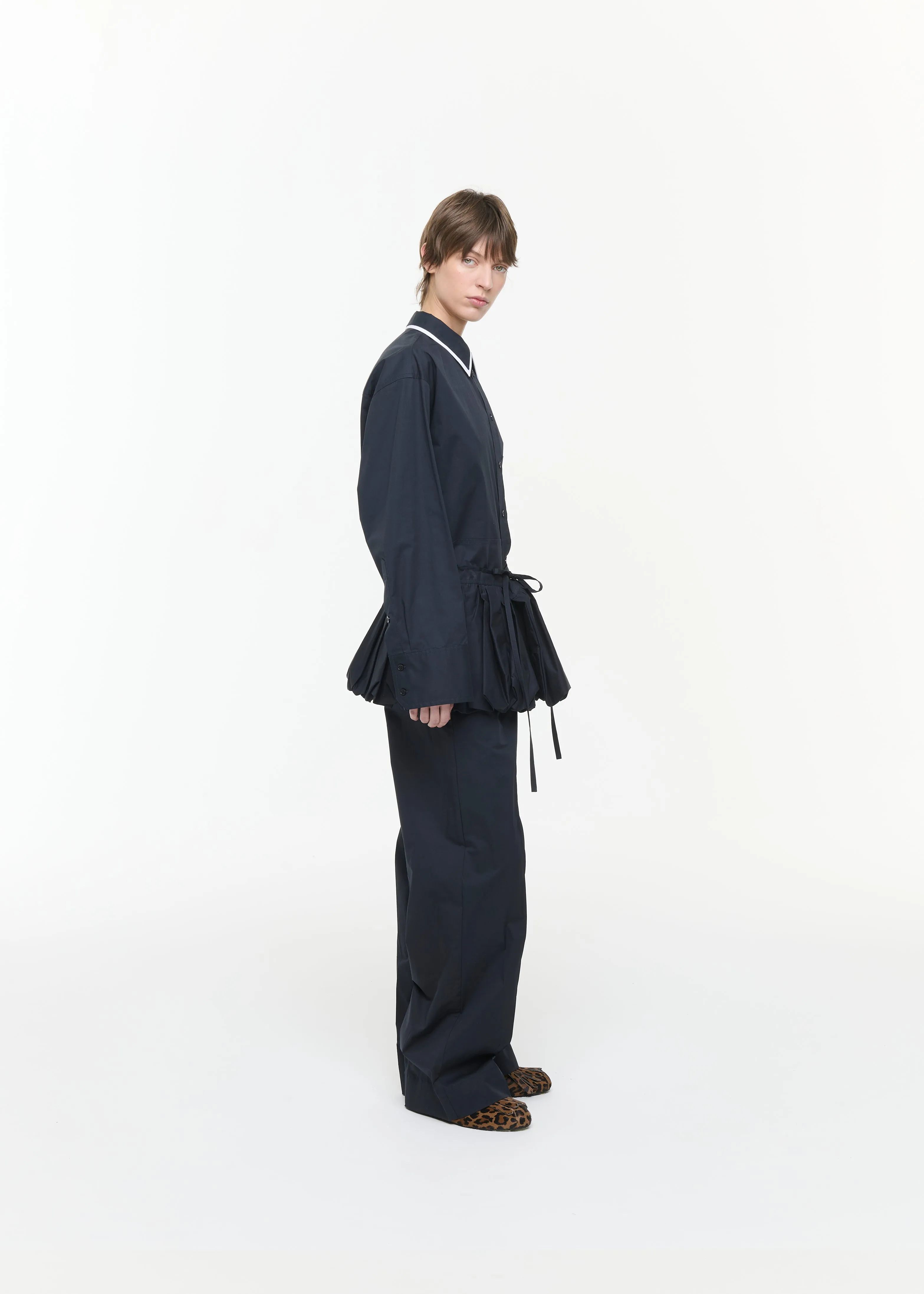 BLUE BLACK POPELINE COCOON PEPLUM sold by Plan C product image thumbnail 4